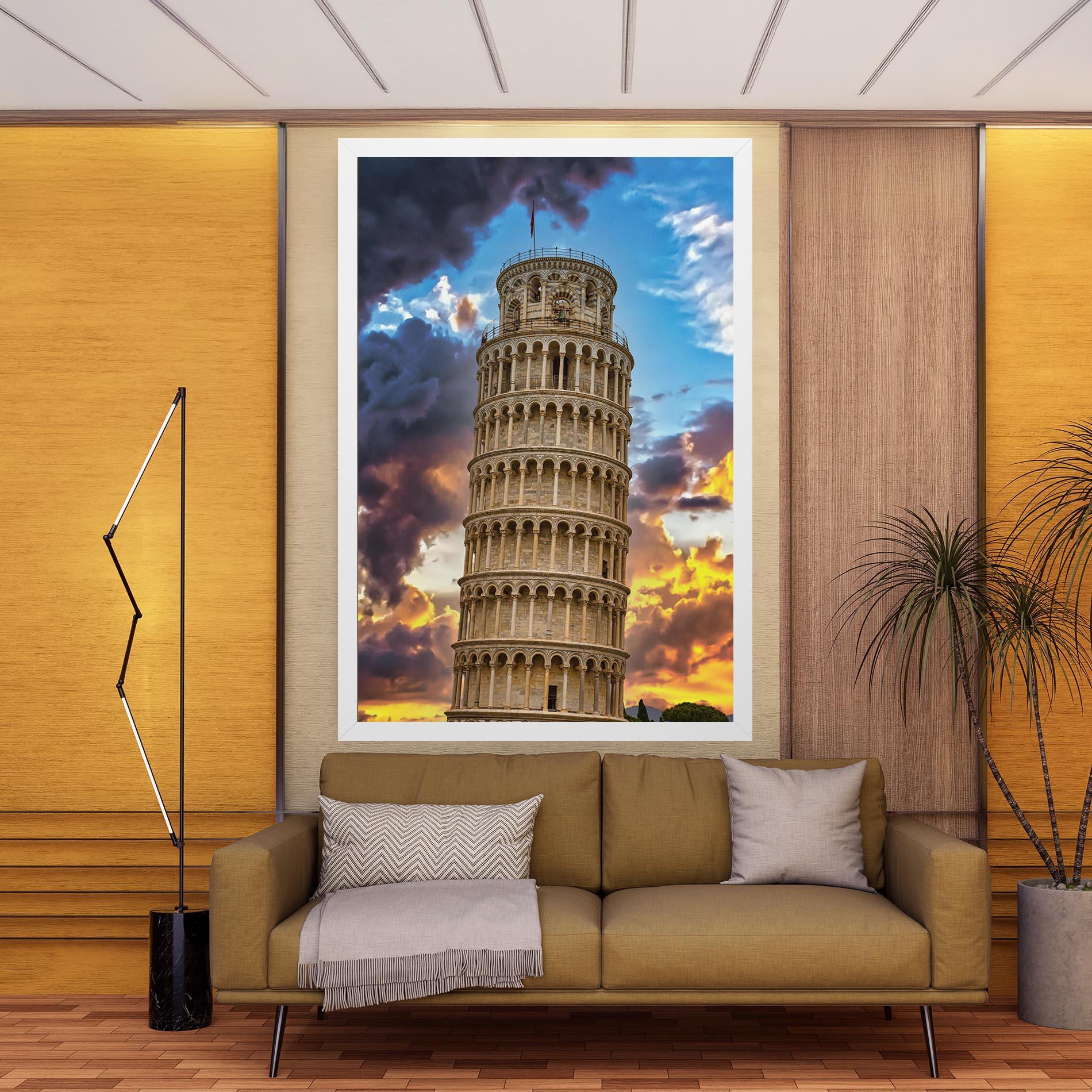 Leinwandbild Tower Of Pisa Sunset mockup 9