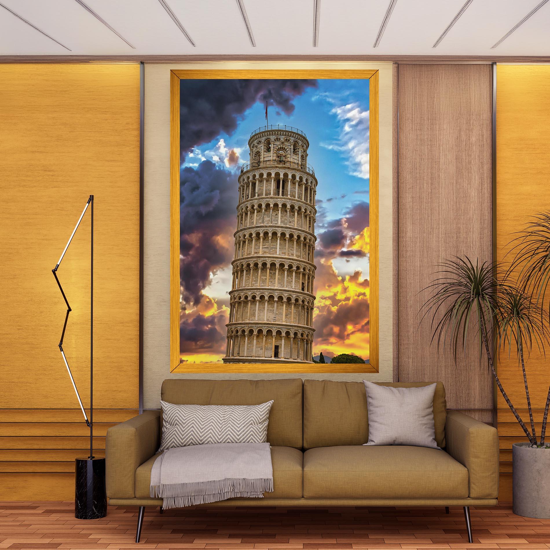 Leinwandbild Tower Of Pisa Sunset mockup 9