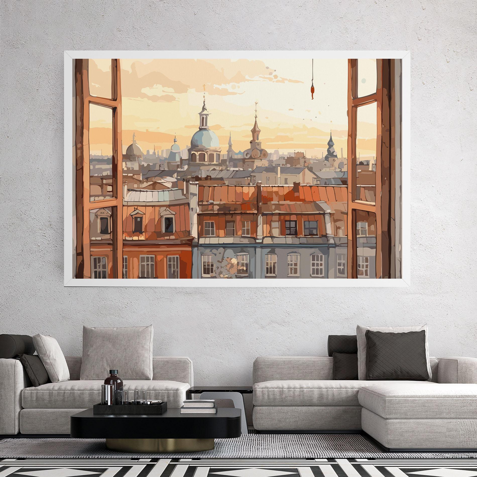 Leinwandbild Window City View mockup 2