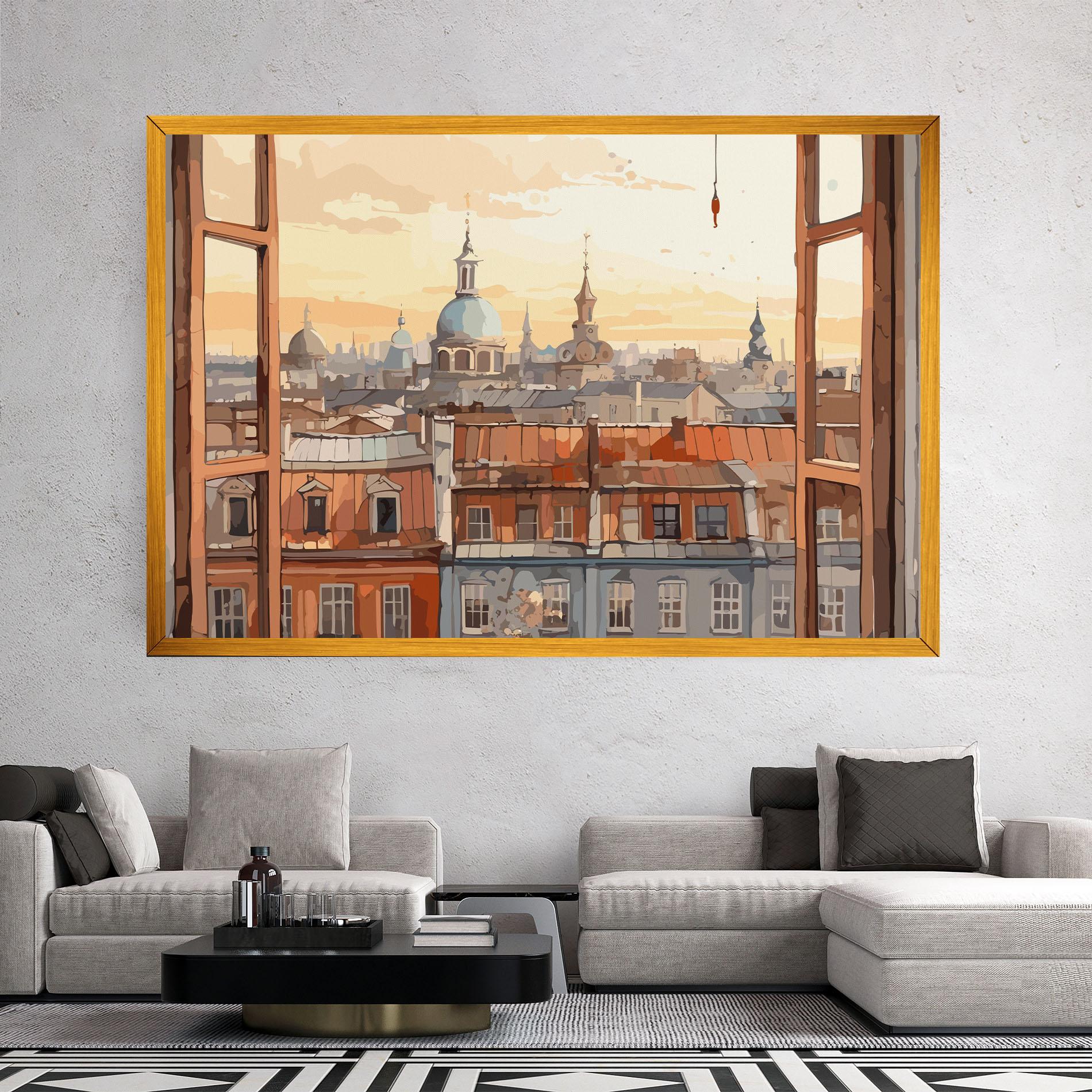Leinwandbild Window City View mockup 2
