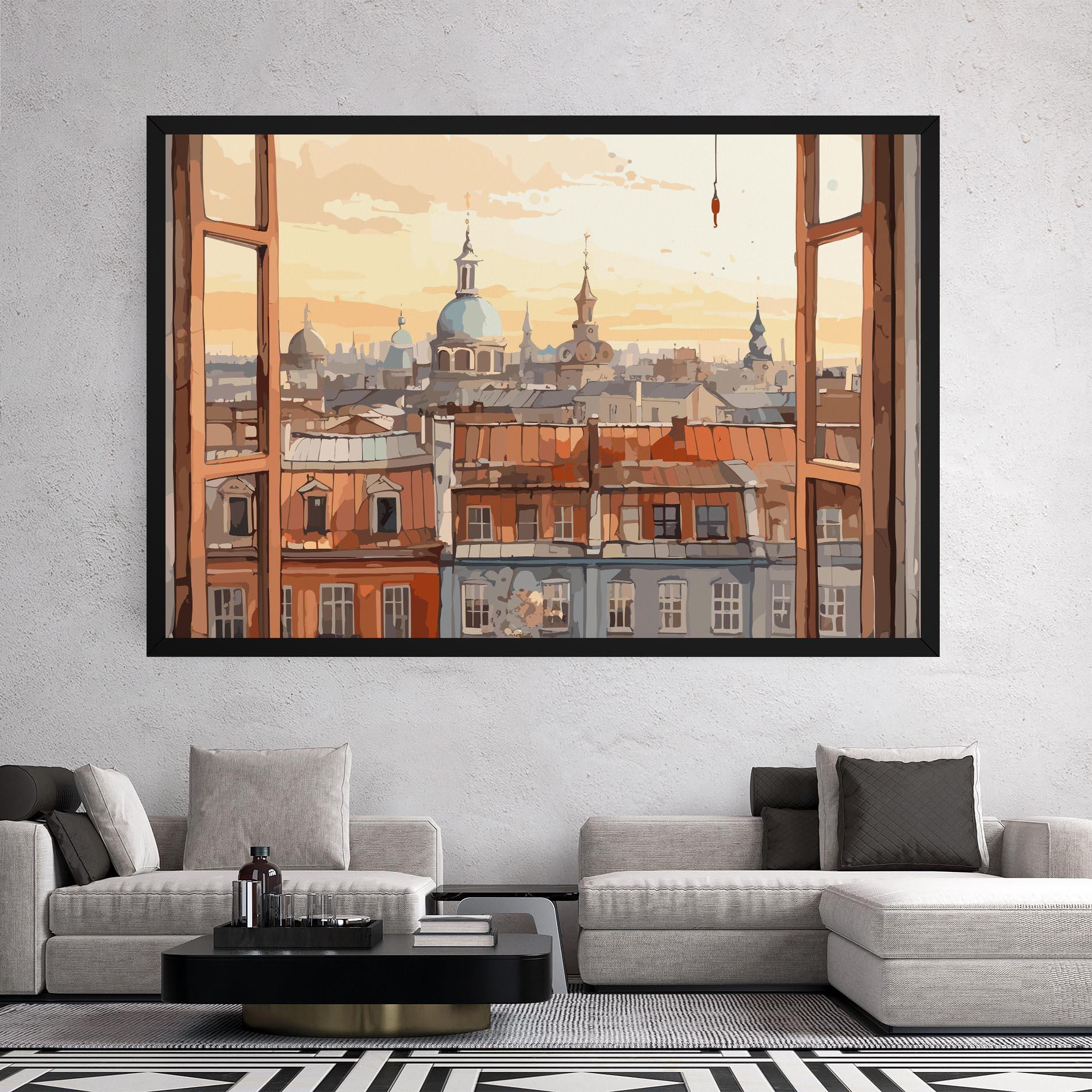 Leinwandbild Window City View mockup 2