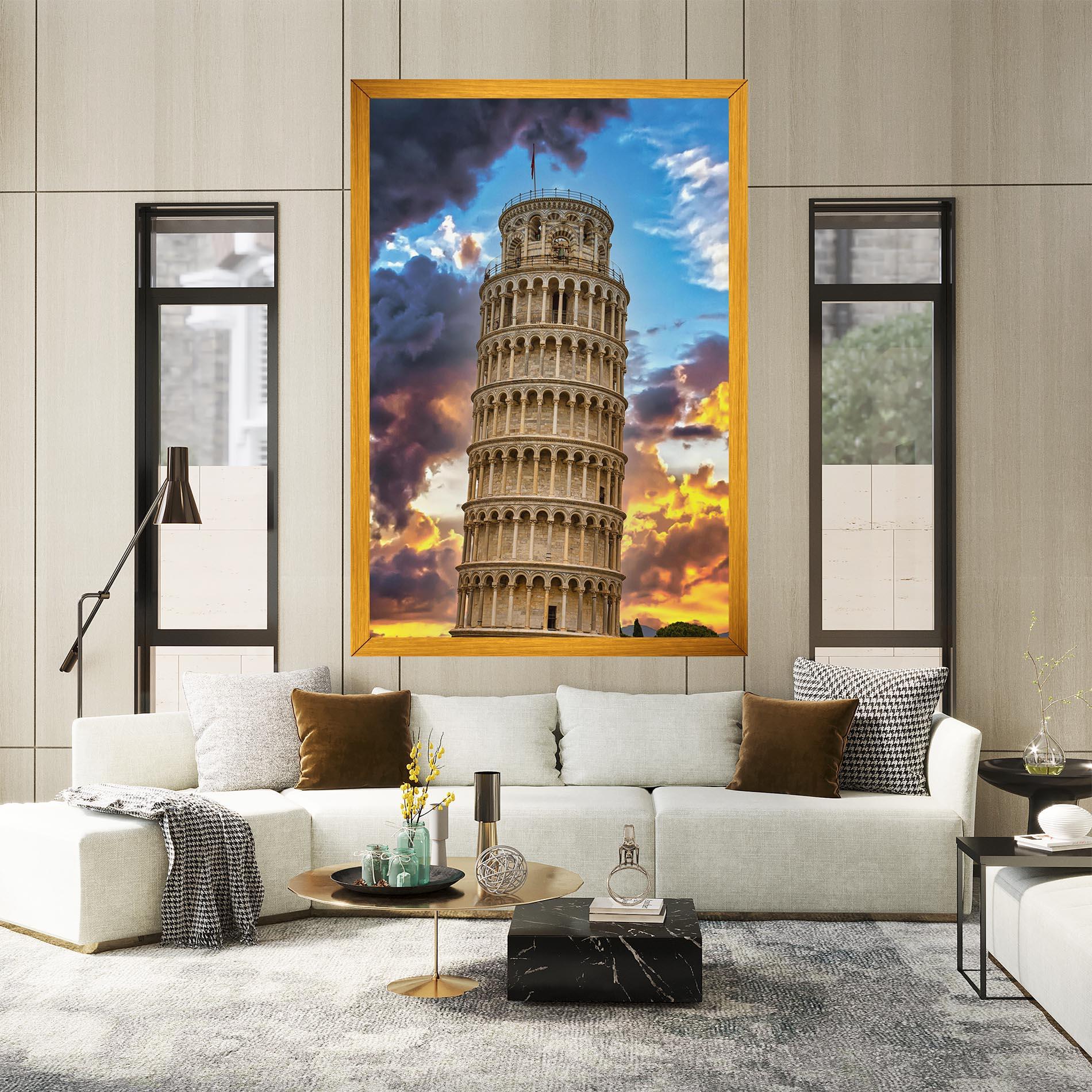 Leinwandbild Tower Of Pisa Sunset mockup 2