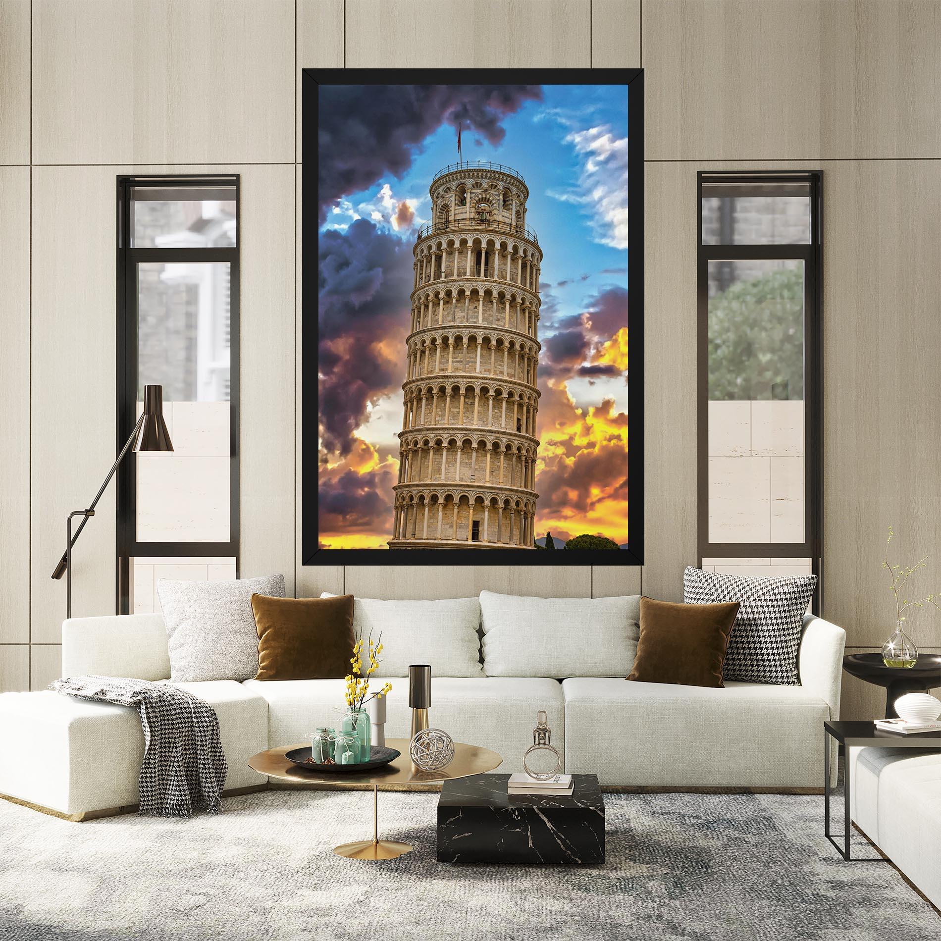 Leinwandbild Tower Of Pisa Sunset mockup 2