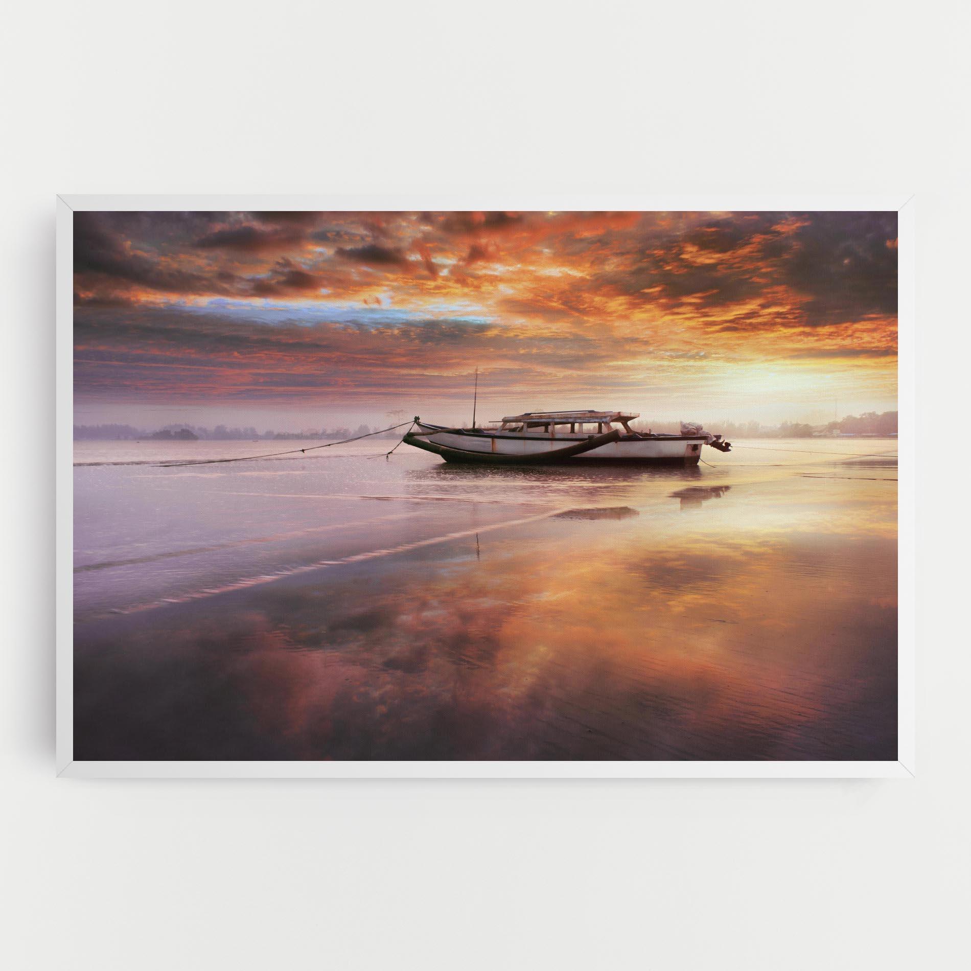 Leinwandbild Beauty Boat Sunrise mockup 0