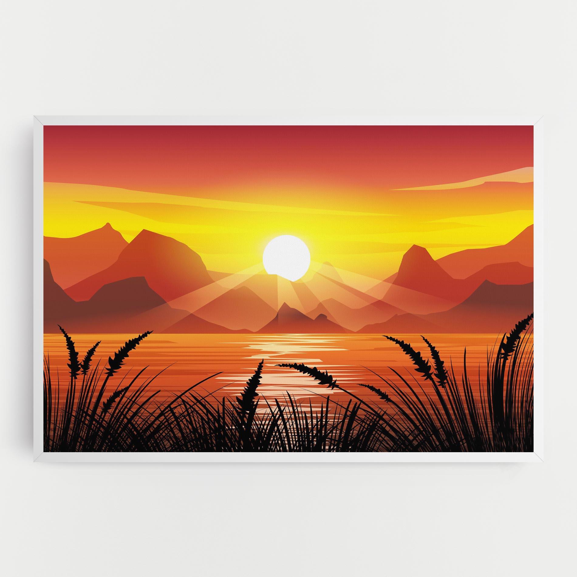 Leinwandbild Sunrise Grass Art mockup 0