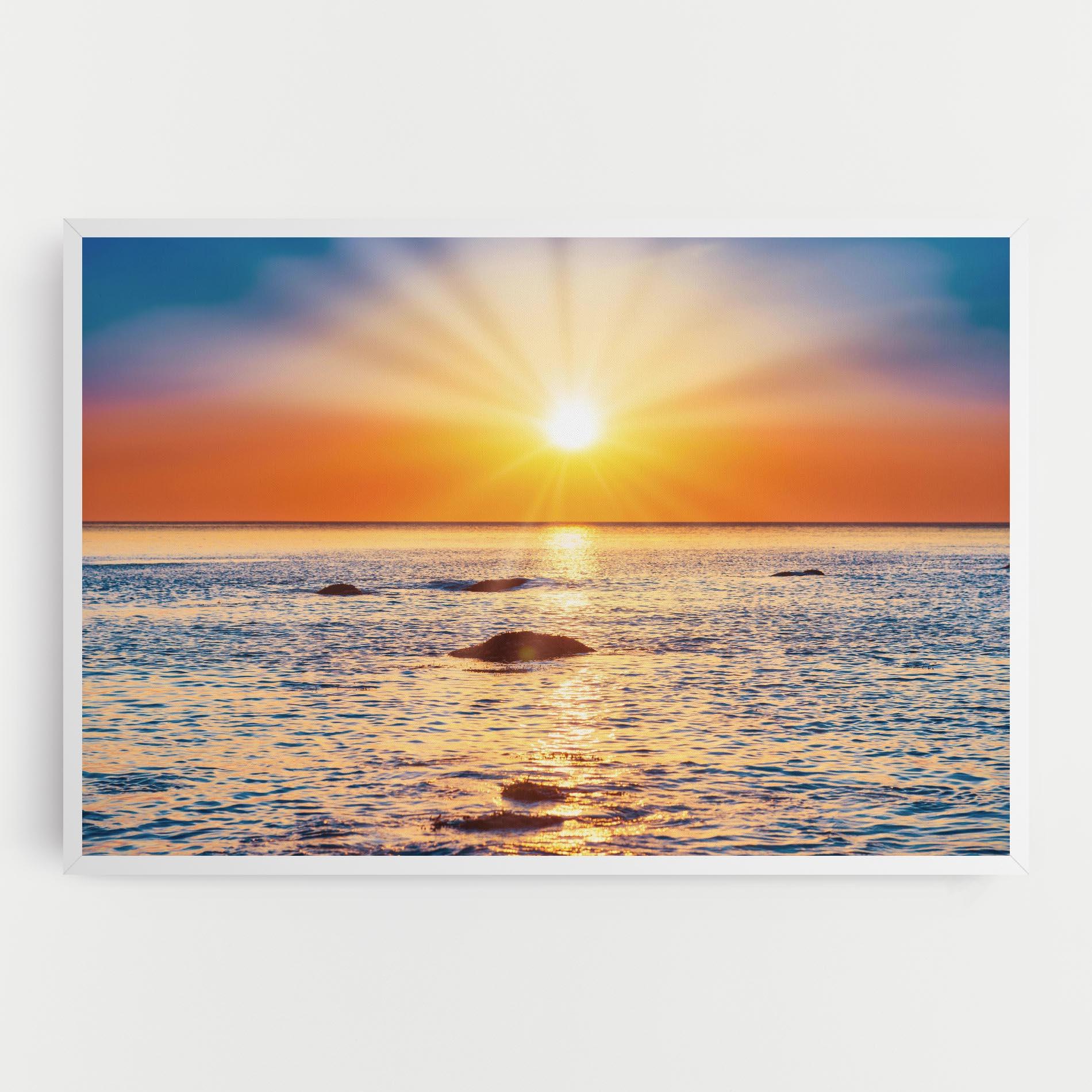 Leinwandbild Sunset Beach Rocks mockup 0