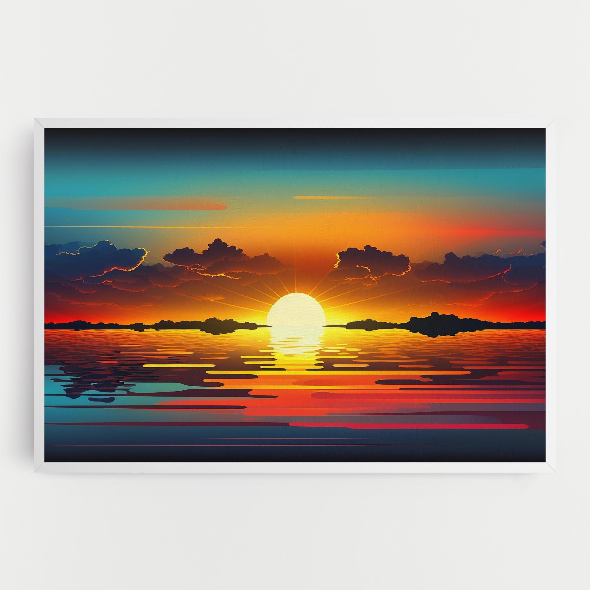 Leinwandbild Yellow Sunset Illustration mockup 0