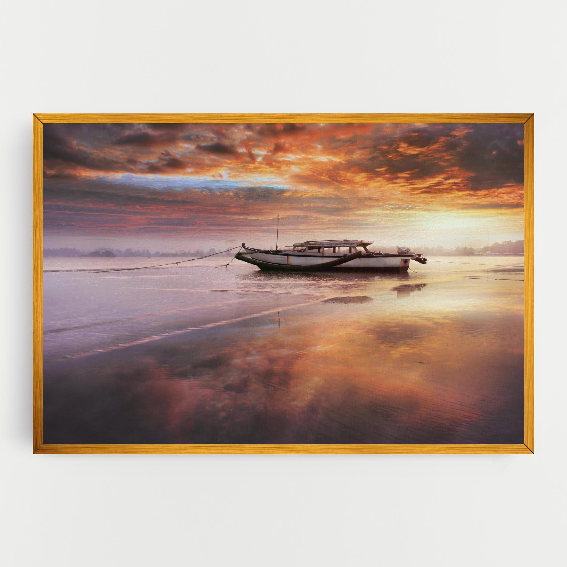 Leinwandbild Beauty Boat Sunrise mockup 0