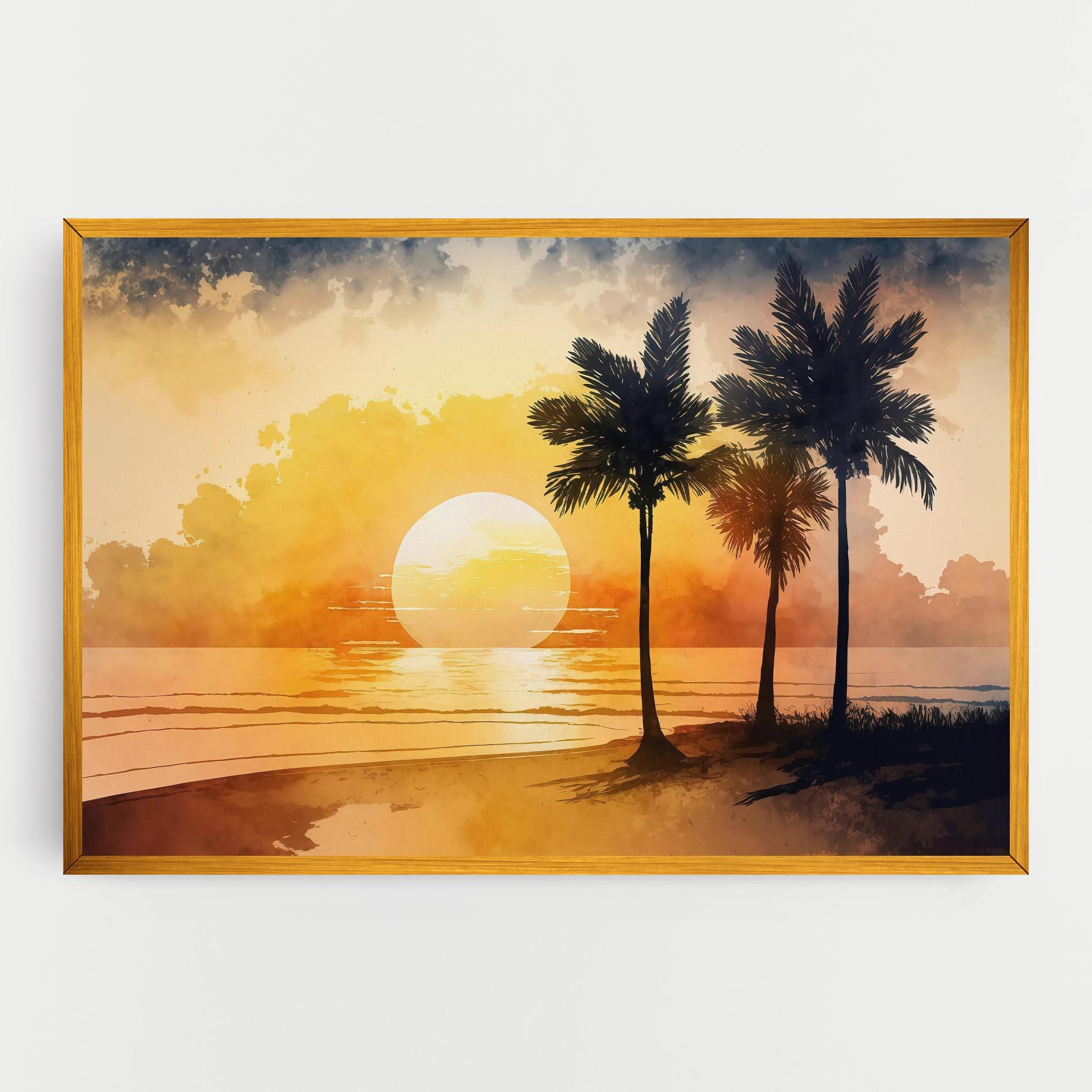 Leinwandbild Palm Trees Sunset mockup 0