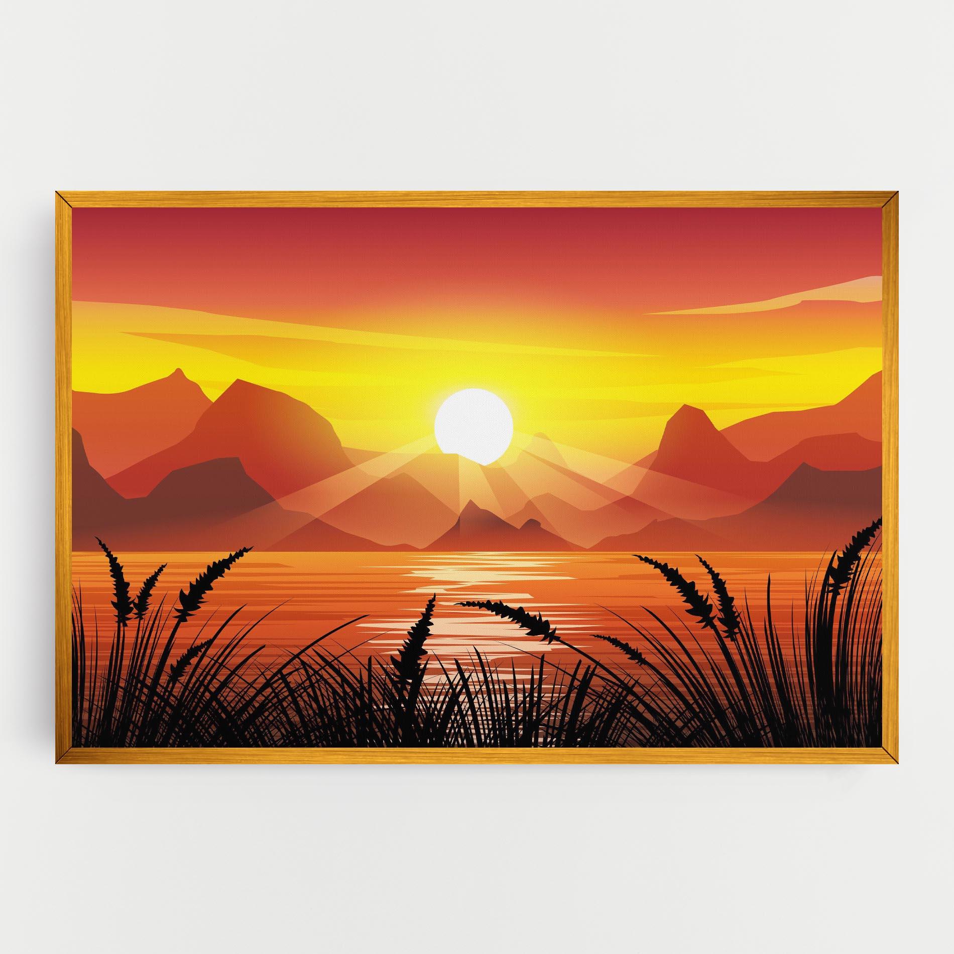 Leinwandbild Sunrise Grass Art mockup 0