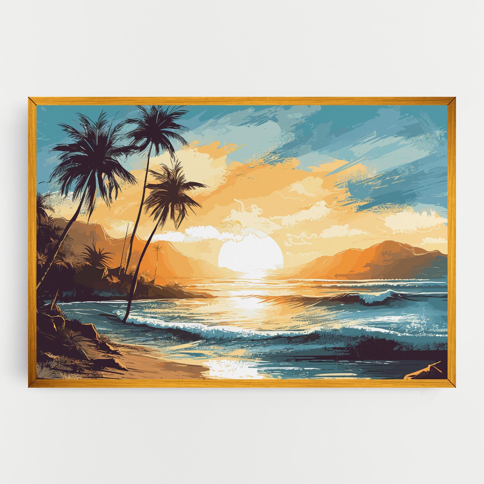 Leinwandbild Yellow Blue Sunrise mockup 0