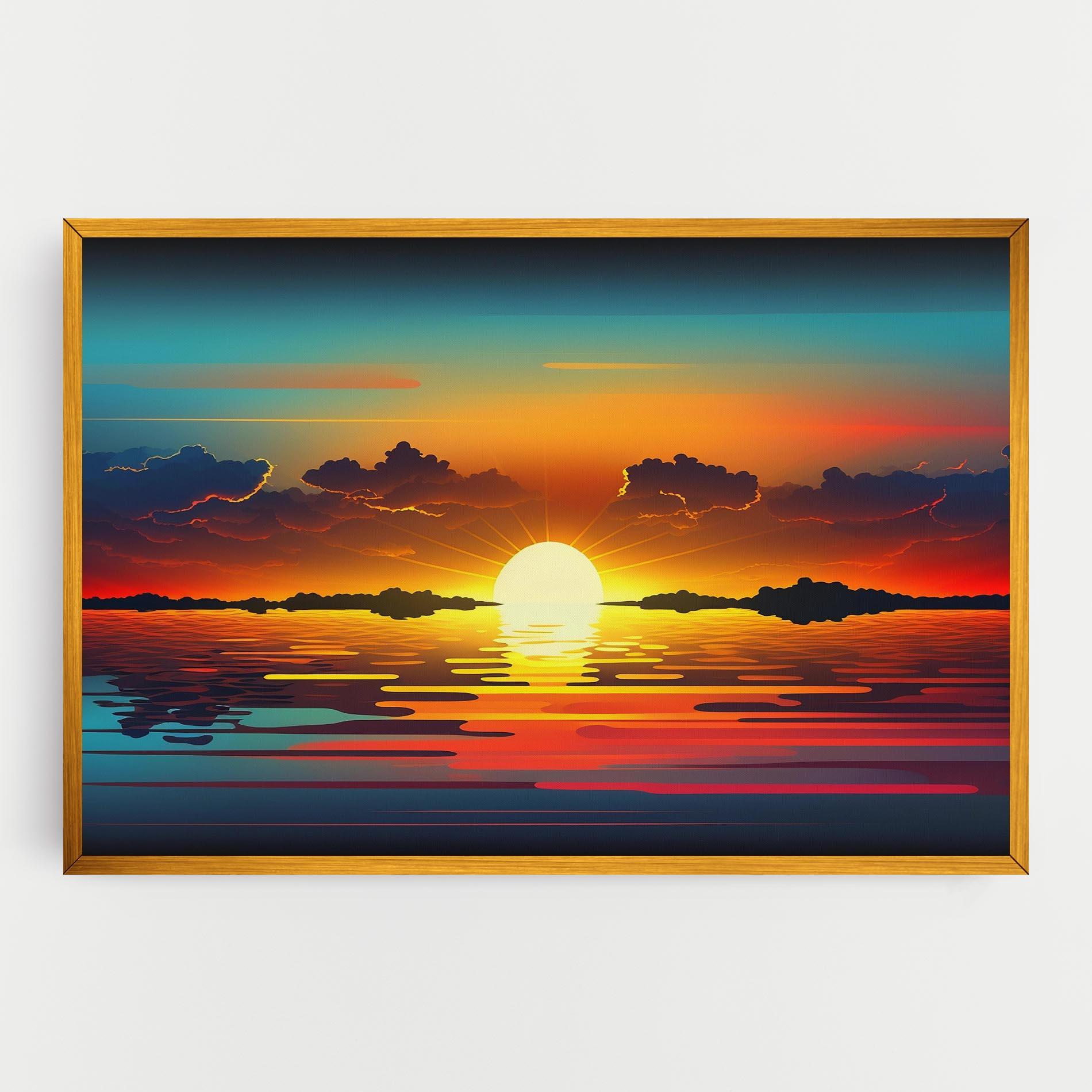 Leinwandbild Yellow Sunset Illustration mockup 0