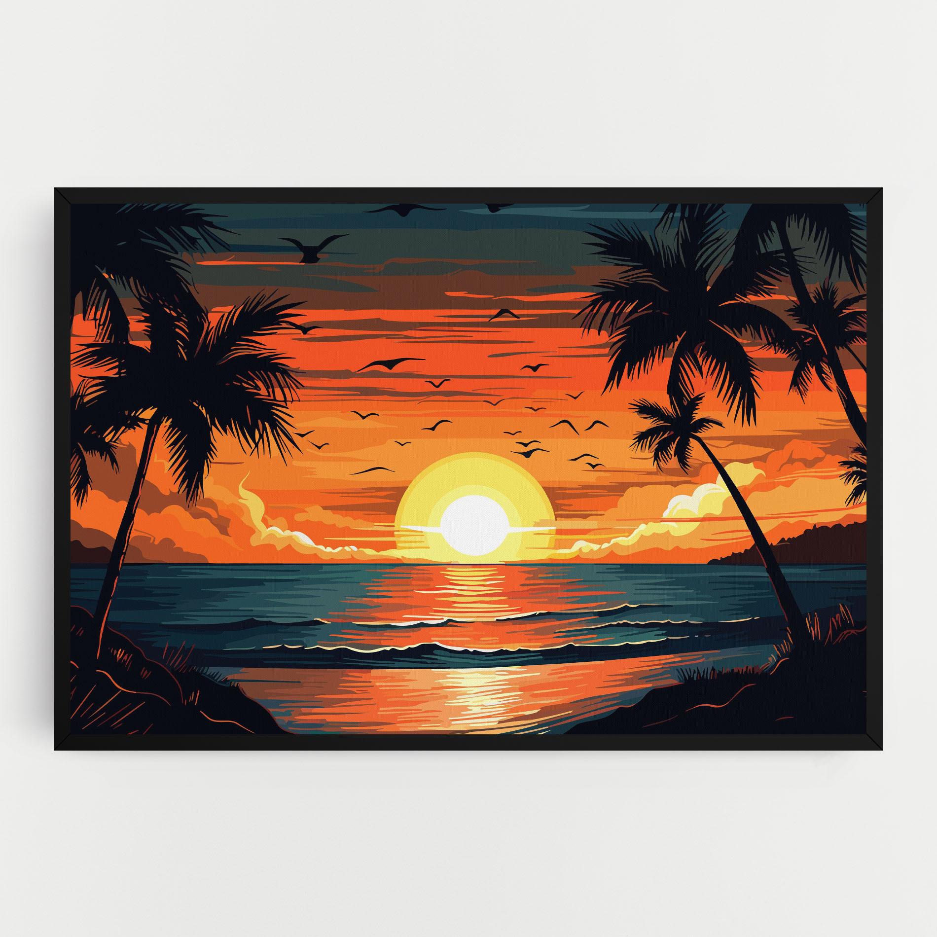 Leinwandbild Amazing Sunset View mockup 0