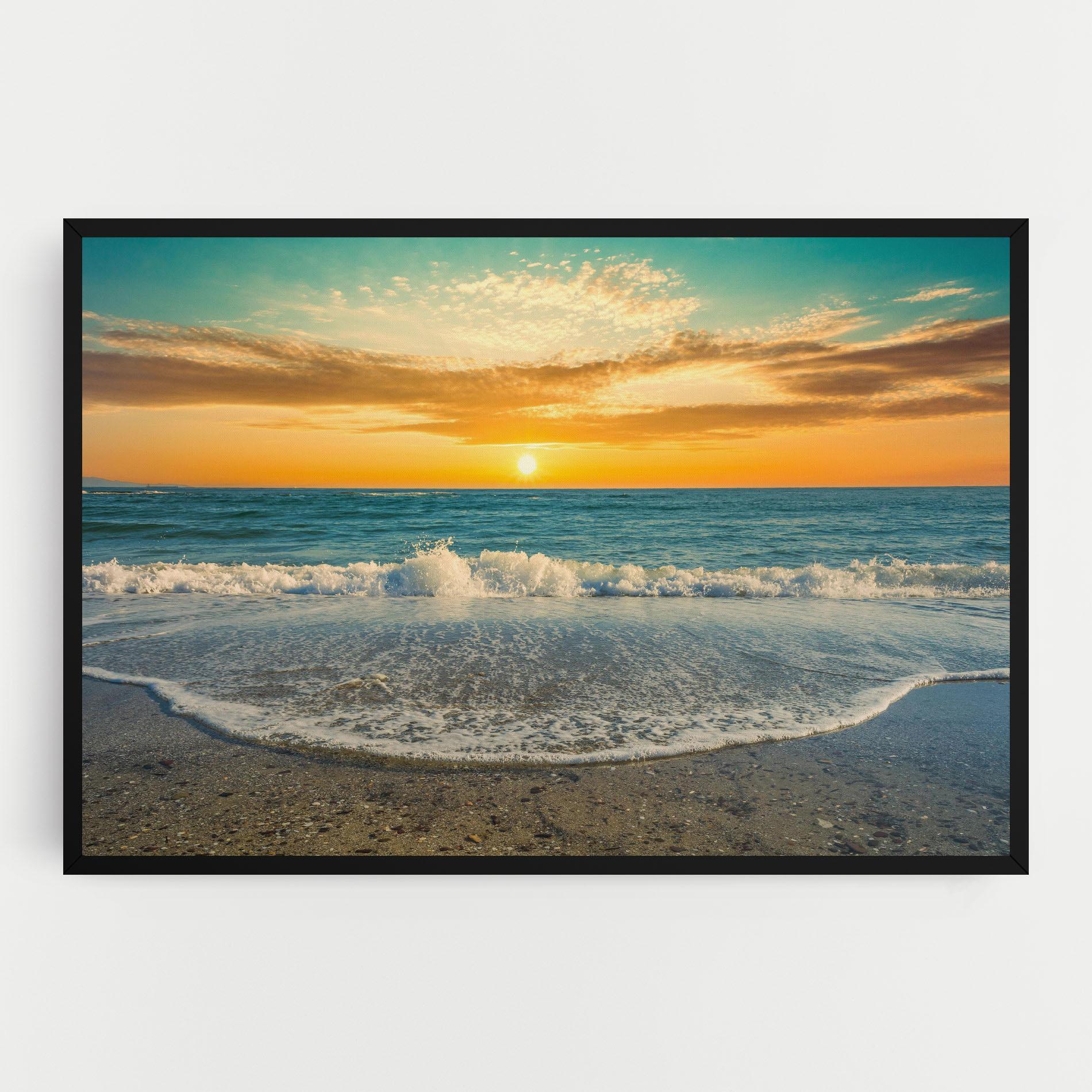 Leinwandbild Beach Dramatic Sunset mockup 0