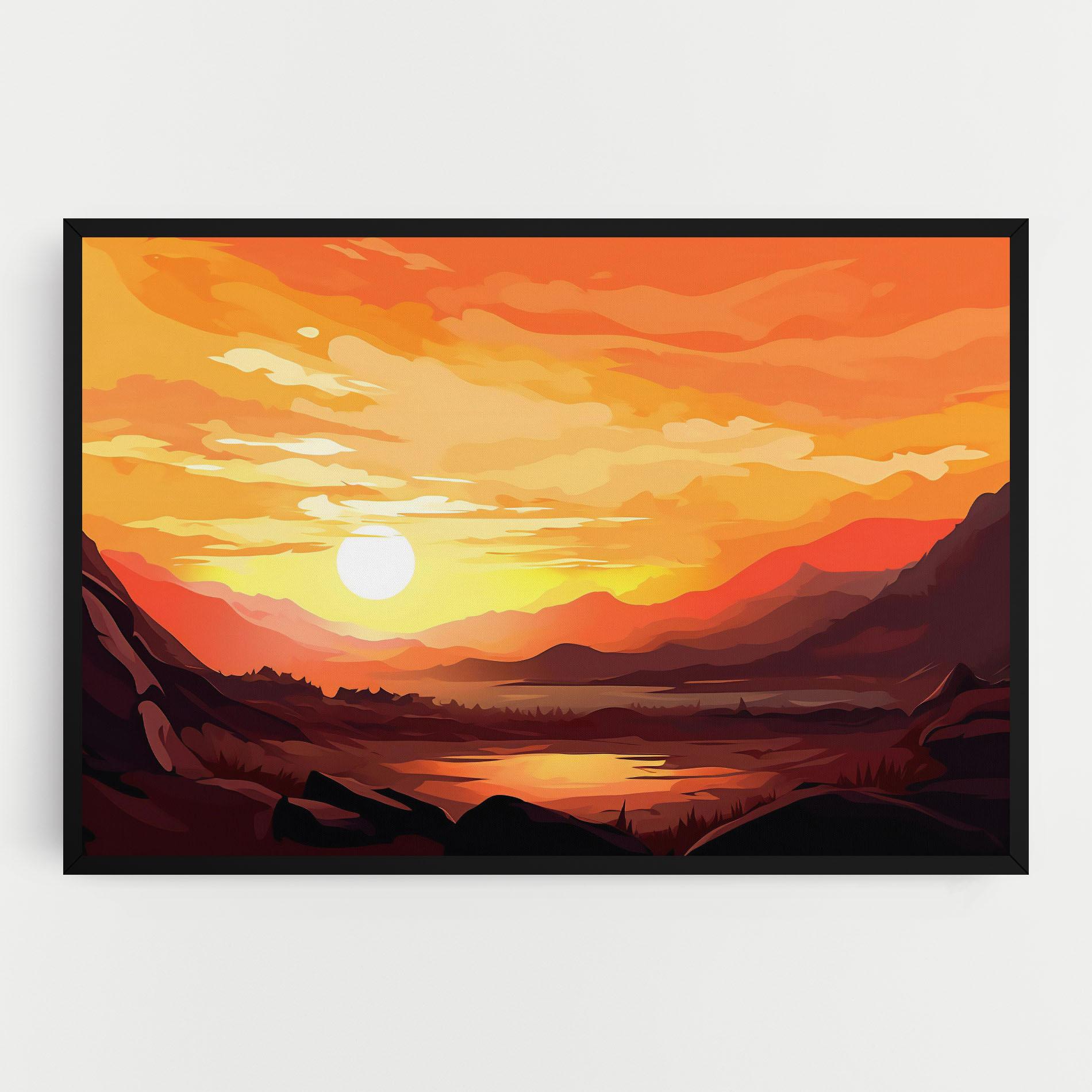 Leinwandbild Beautiful Sunset Illustration mockup 0