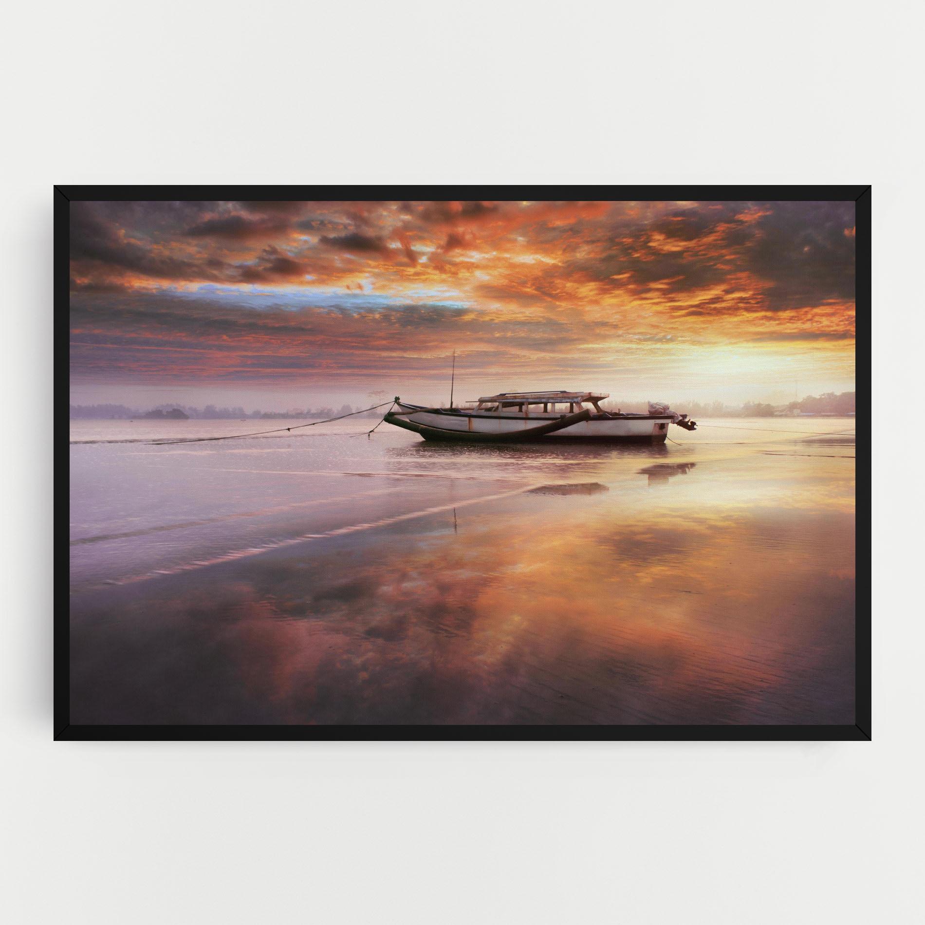 Leinwandbild Beauty Boat Sunrise mockup 0