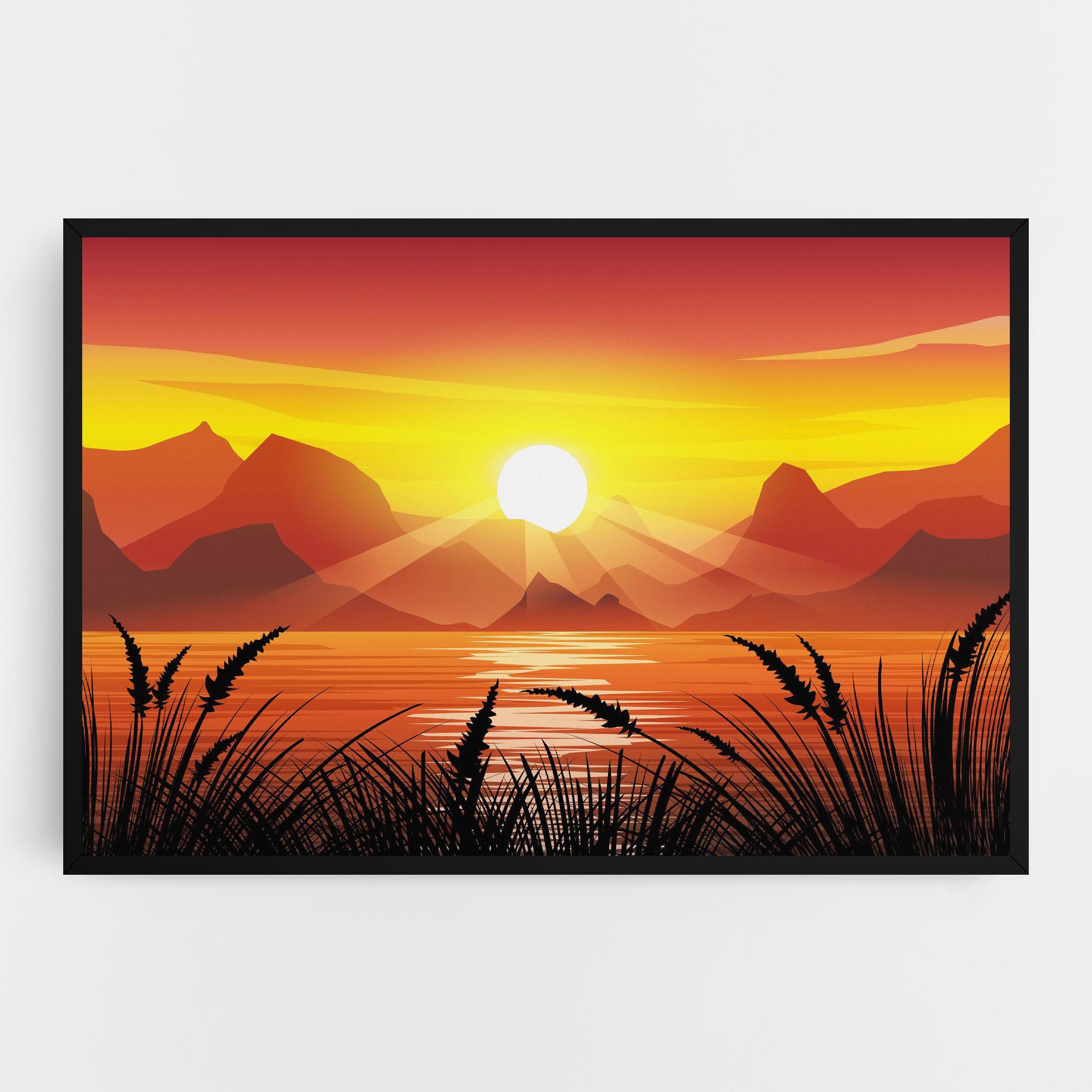 Leinwandbild Sunrise Grass Art mockup 0