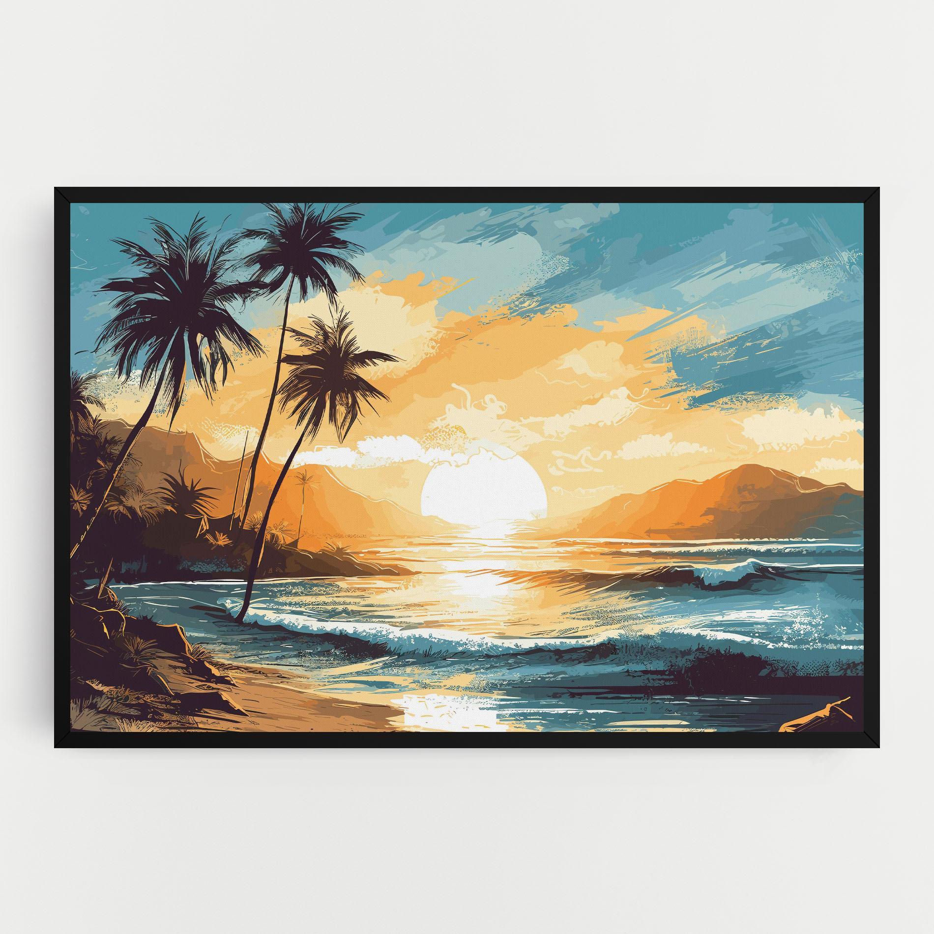 Leinwandbild Yellow Blue Sunrise mockup 0