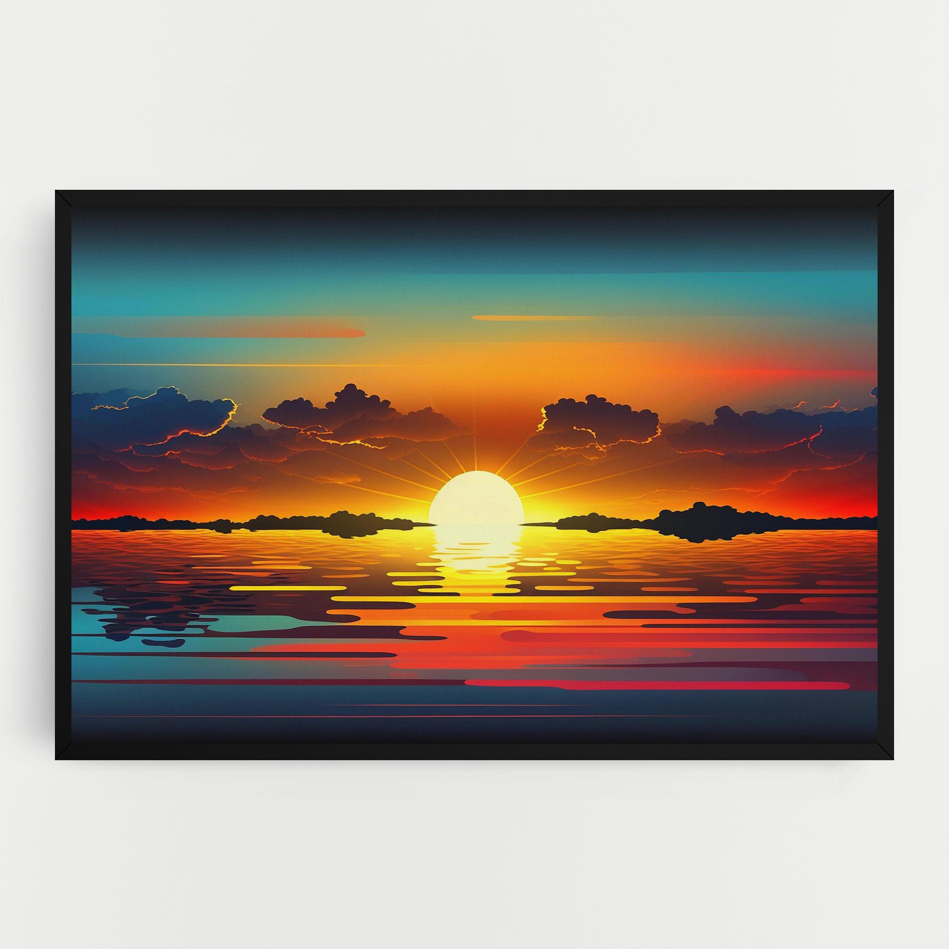 Leinwandbild Yellow Sunset Illustration mockup 0