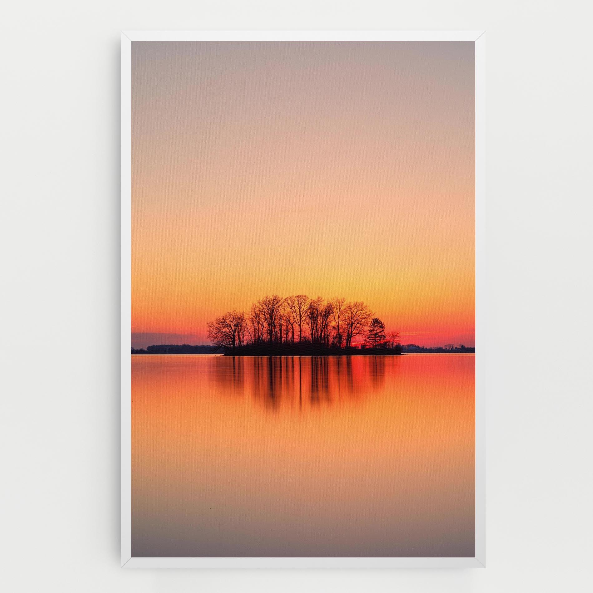 Leinwandbild Tree Sunset Lake mockup 0