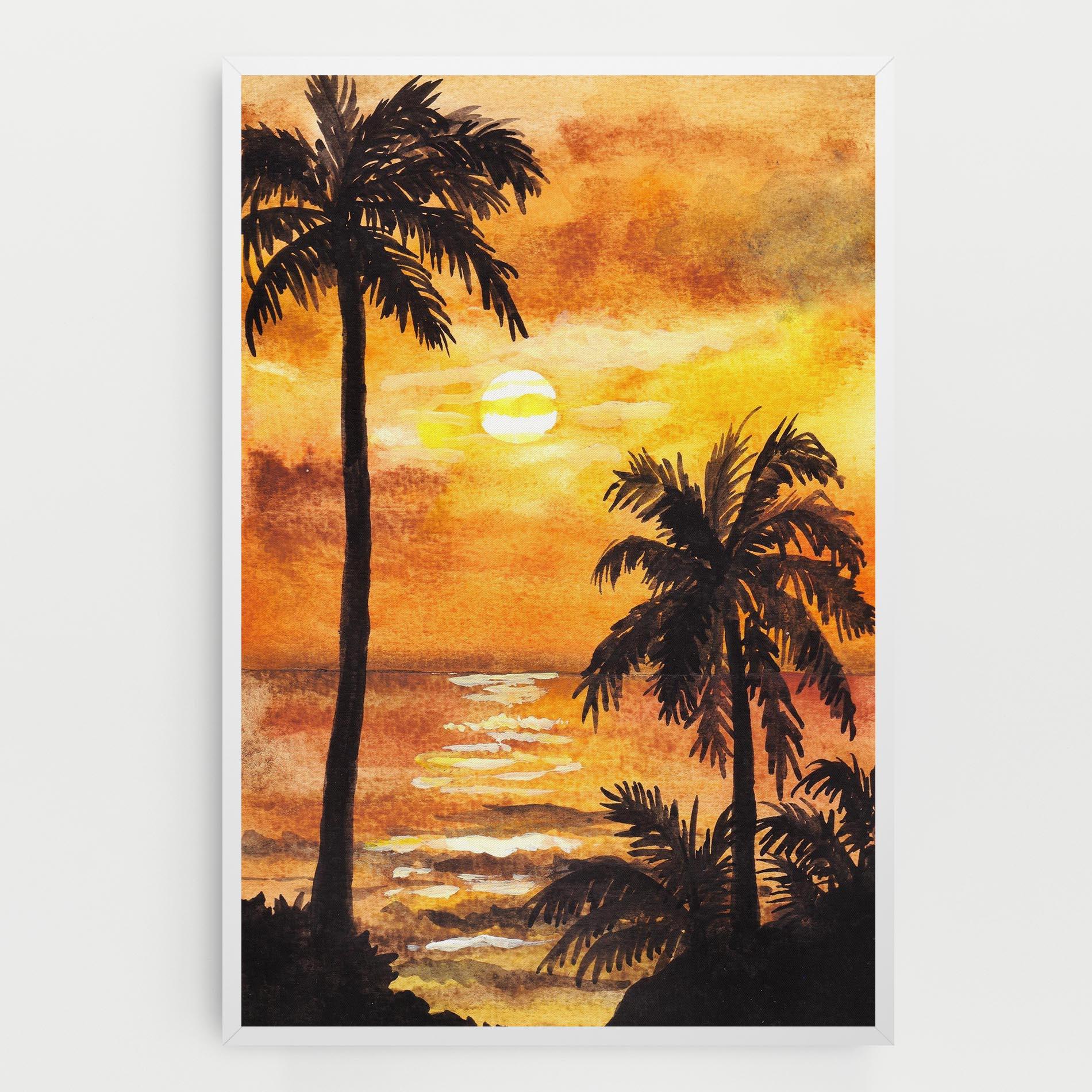 Leinwandbild Watercolor Painting Sunrise mockup 0