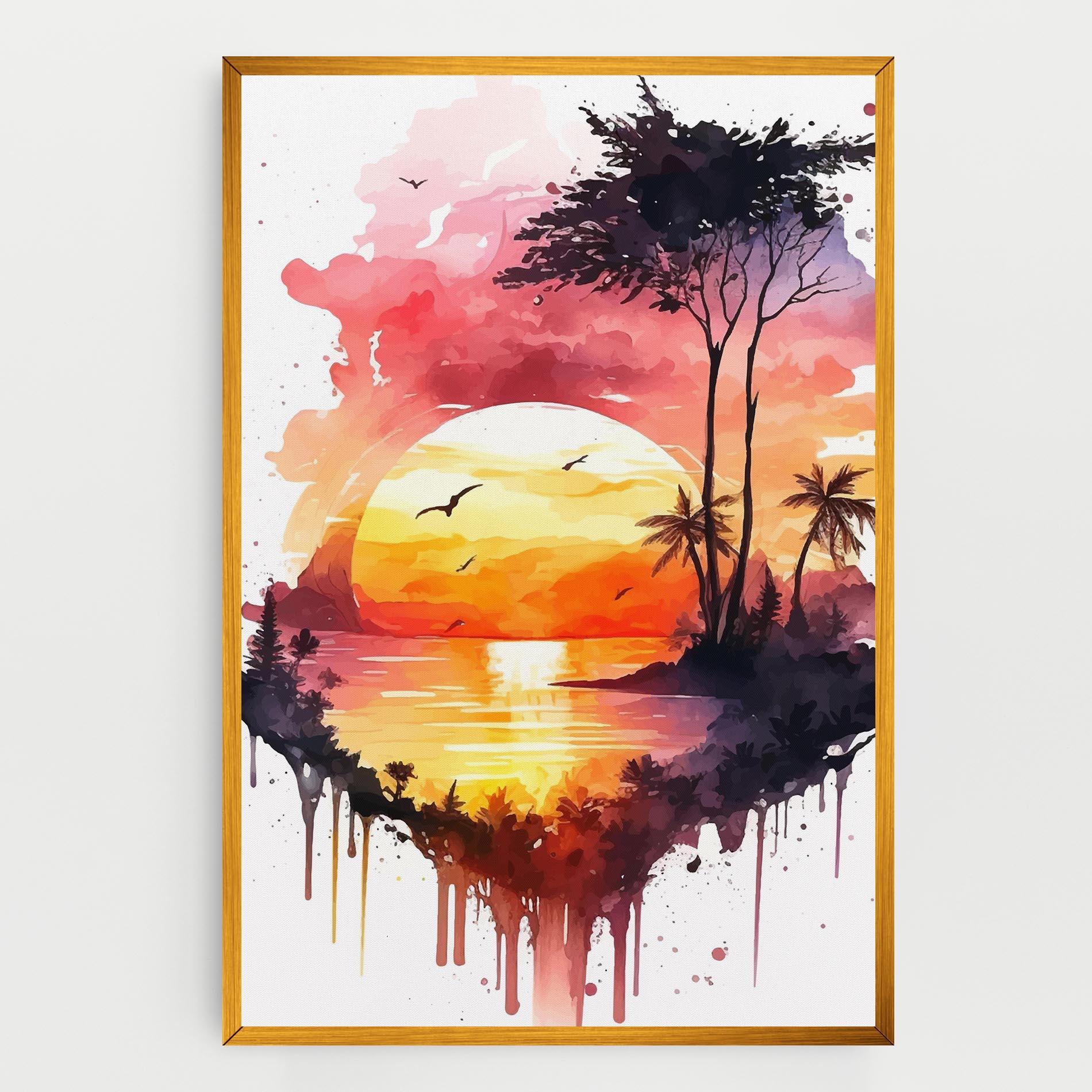Leinwandbild Purple Sunset Art mockup 0