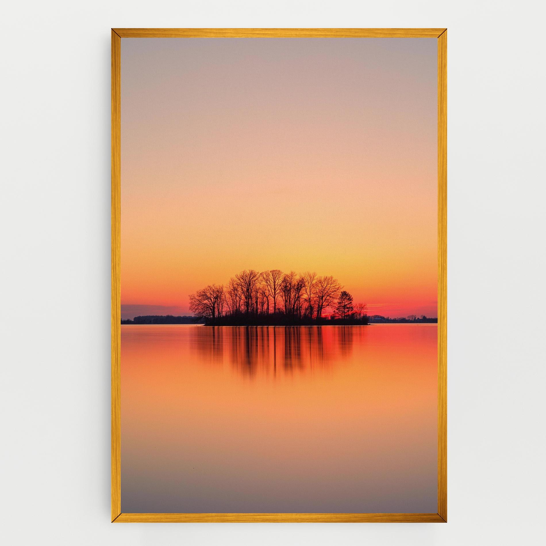 Leinwandbild Tree Sunset Lake mockup 0