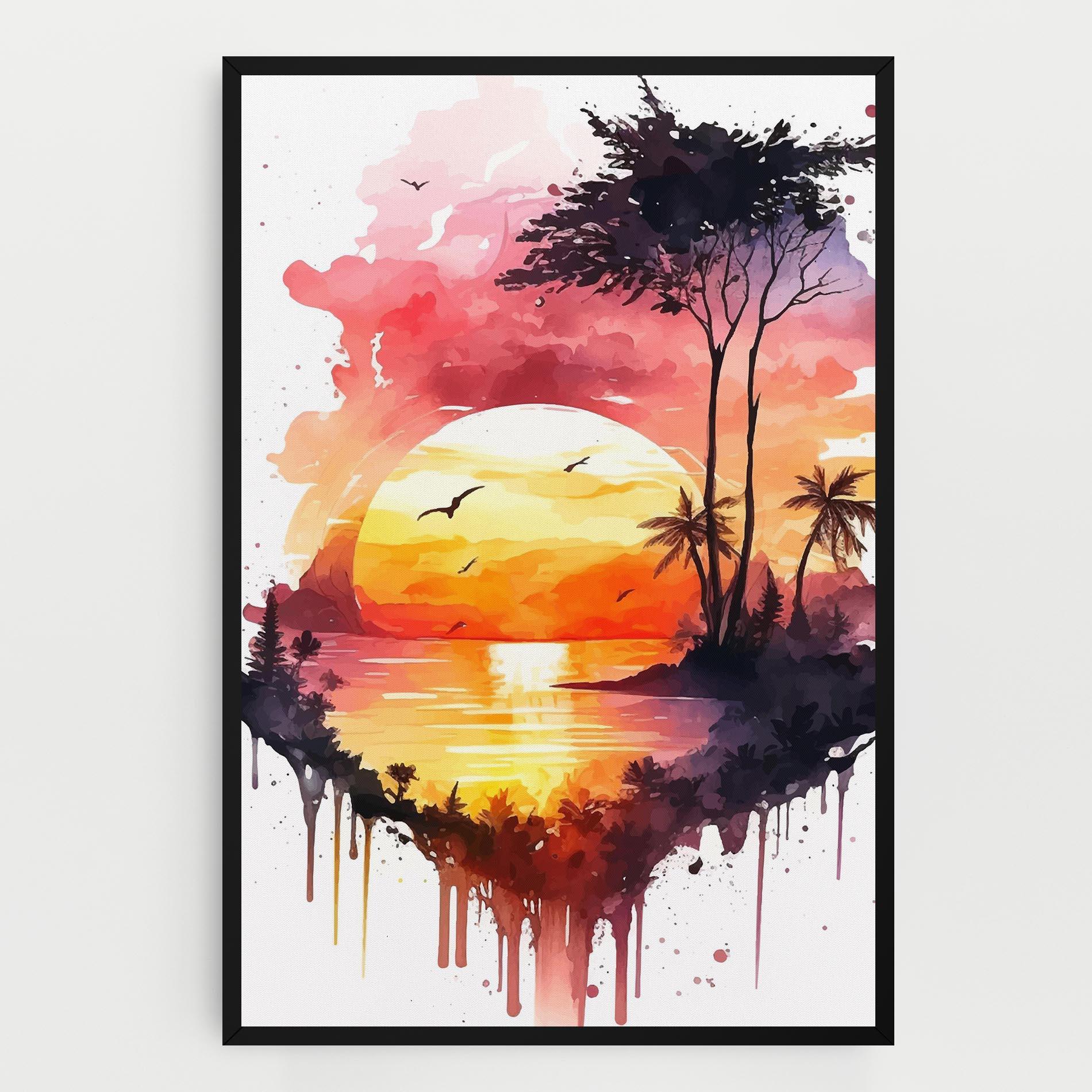 Leinwandbild Purple Sunset Art mockup 0