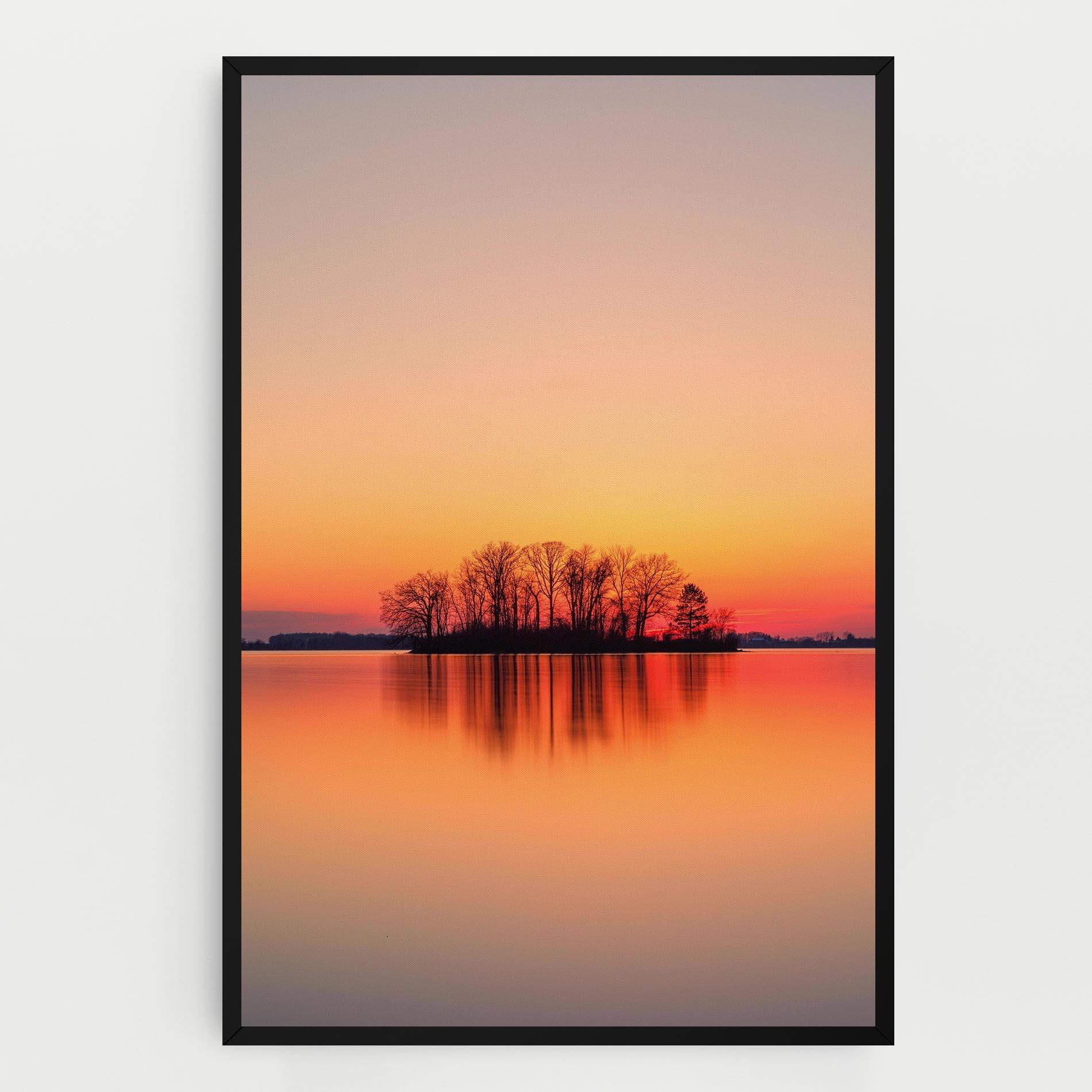 Leinwandbild Tree Sunset Lake mockup 0