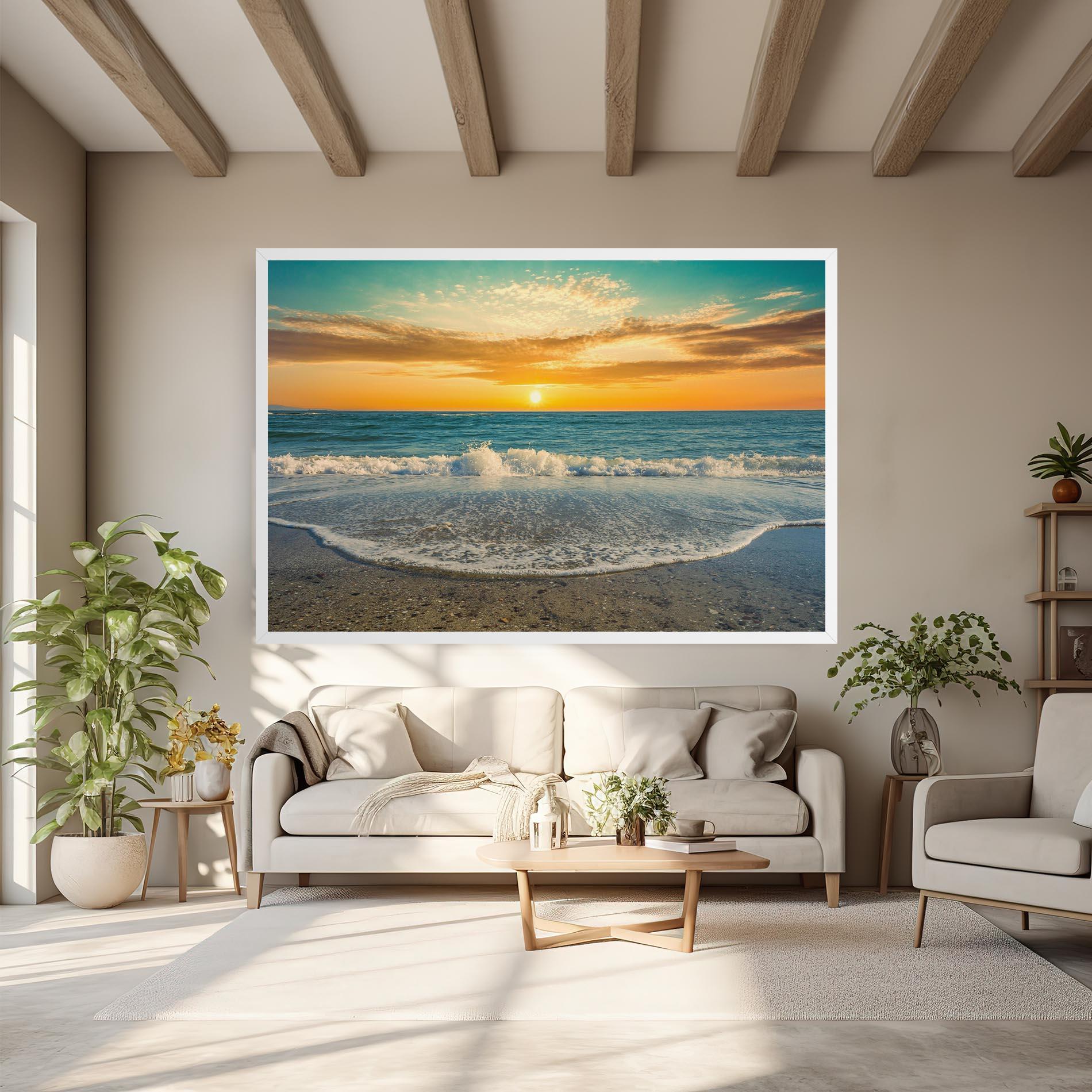 Leinwandbild Beach Dramatic Sunset mockup 6