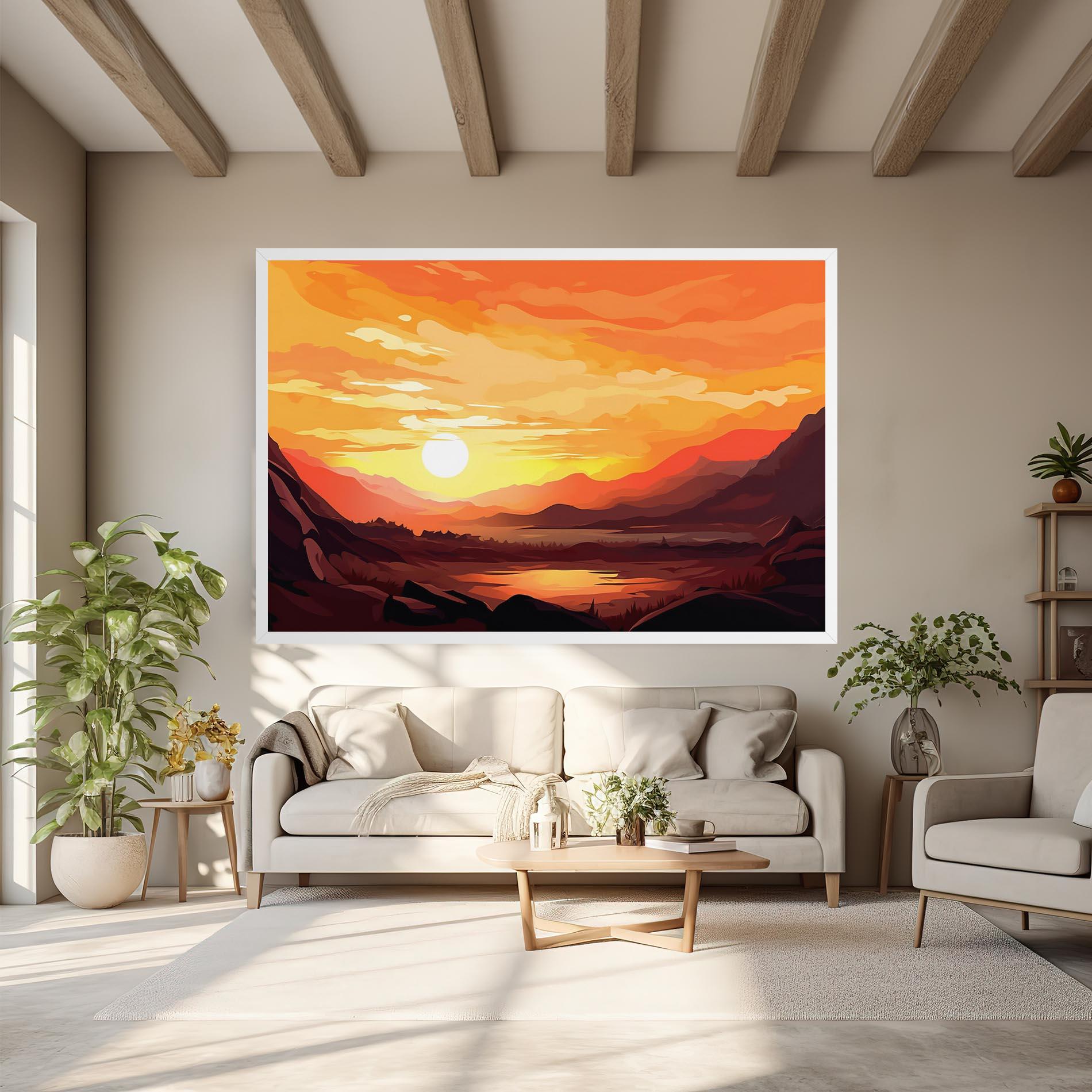 Leinwandbild Beautiful Sunset Illustration mockup 6