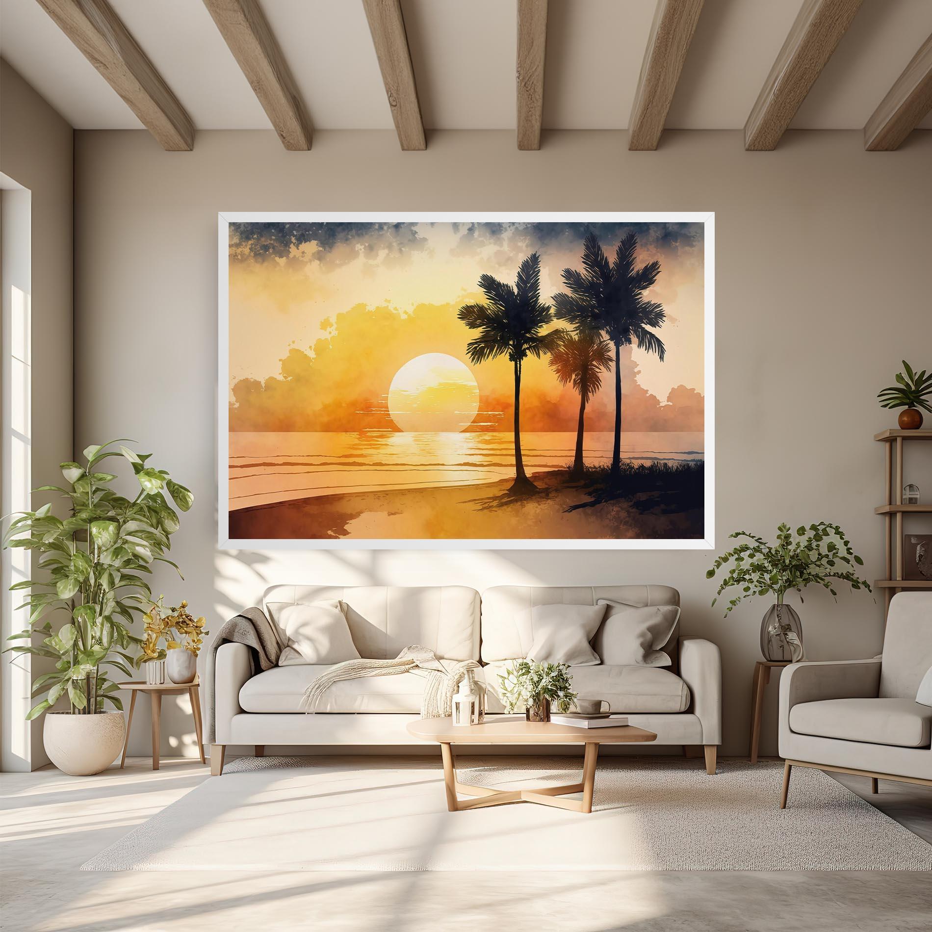 Leinwandbild Palm Trees Sunset mockup 6
