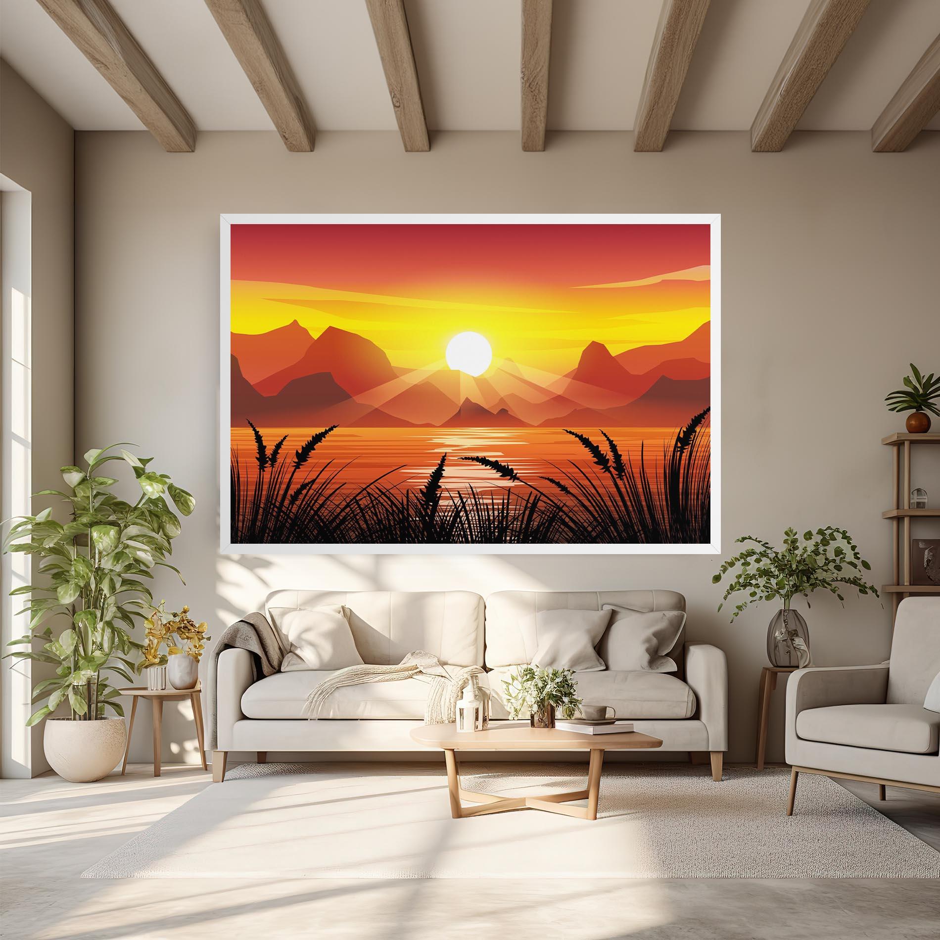 Leinwandbild Sunrise Grass Art mockup 6
