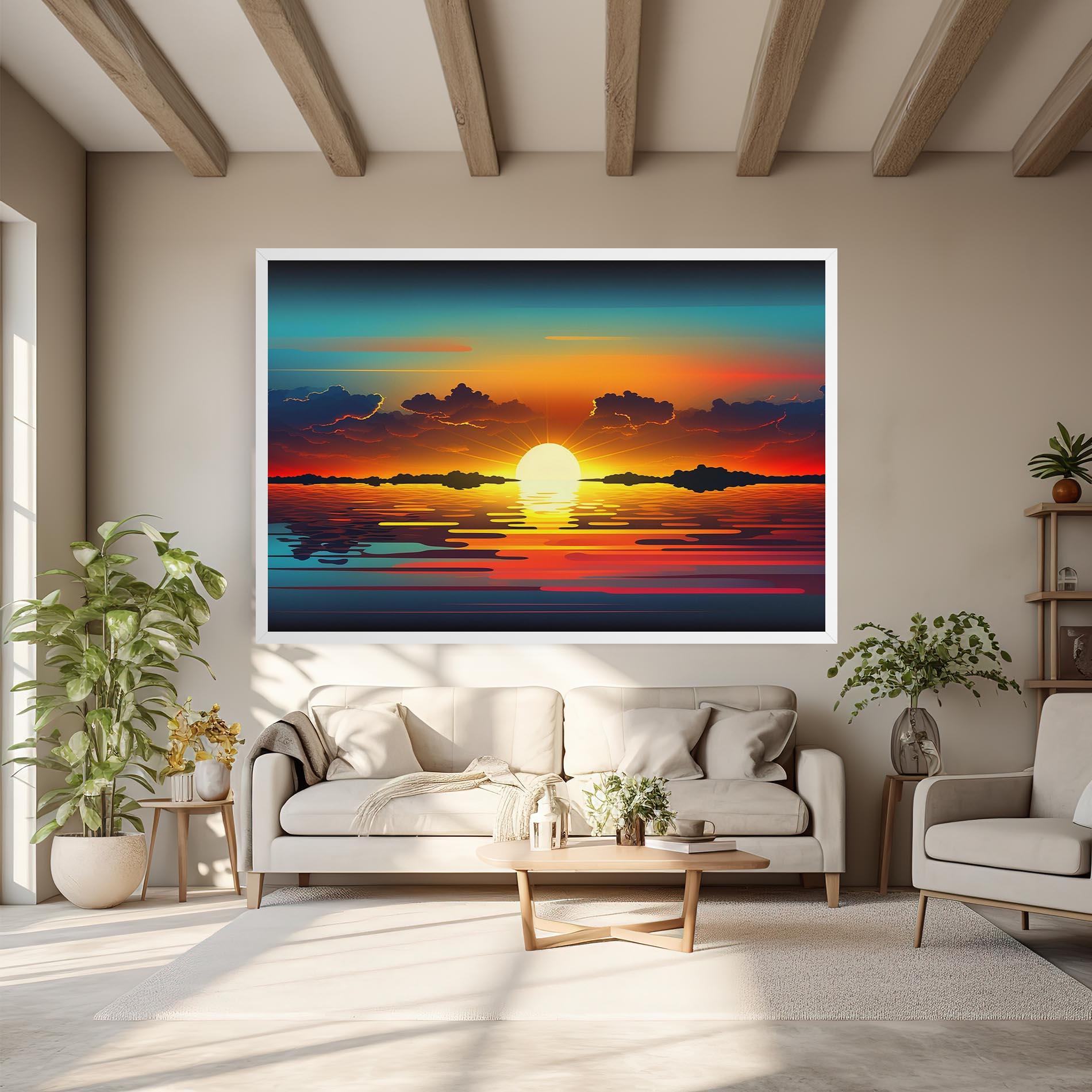Leinwandbild Yellow Sunset Illustration mockup 6