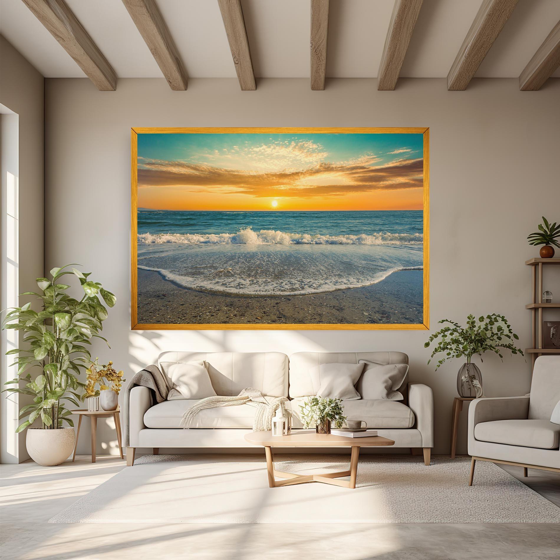 Leinwandbild Beach Dramatic Sunset mockup 6