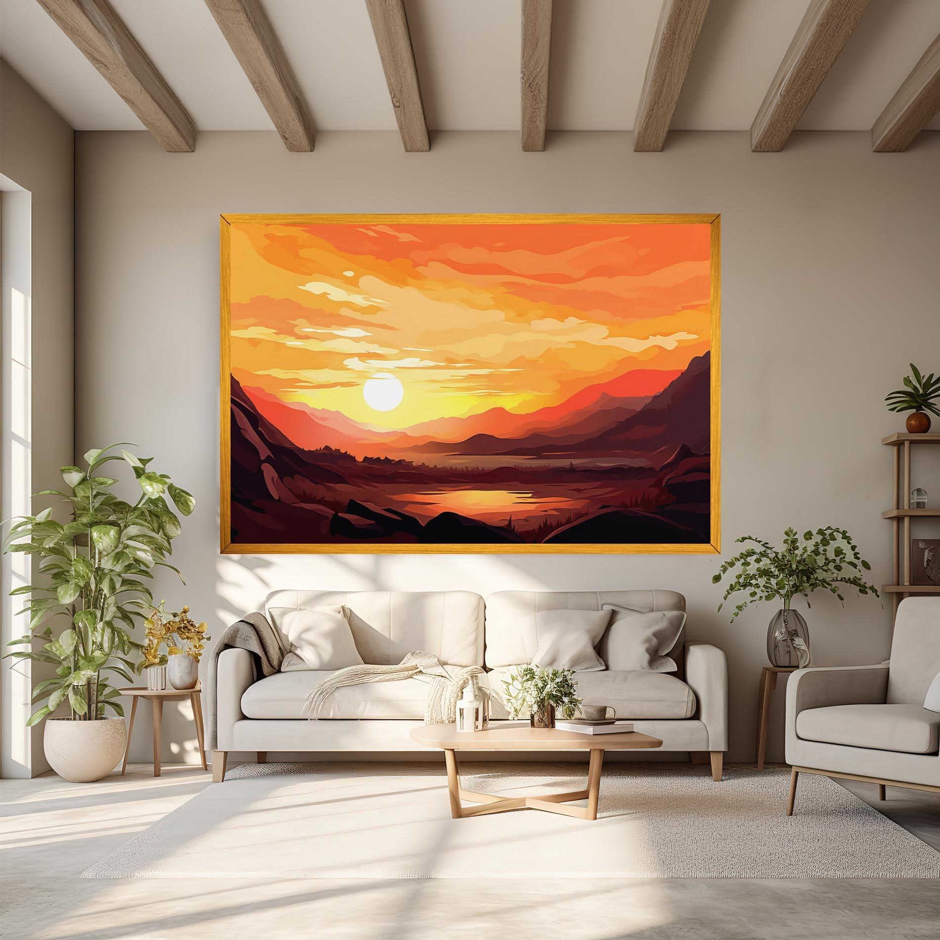 Leinwandbild Beautiful Sunset Illustration mockup 6