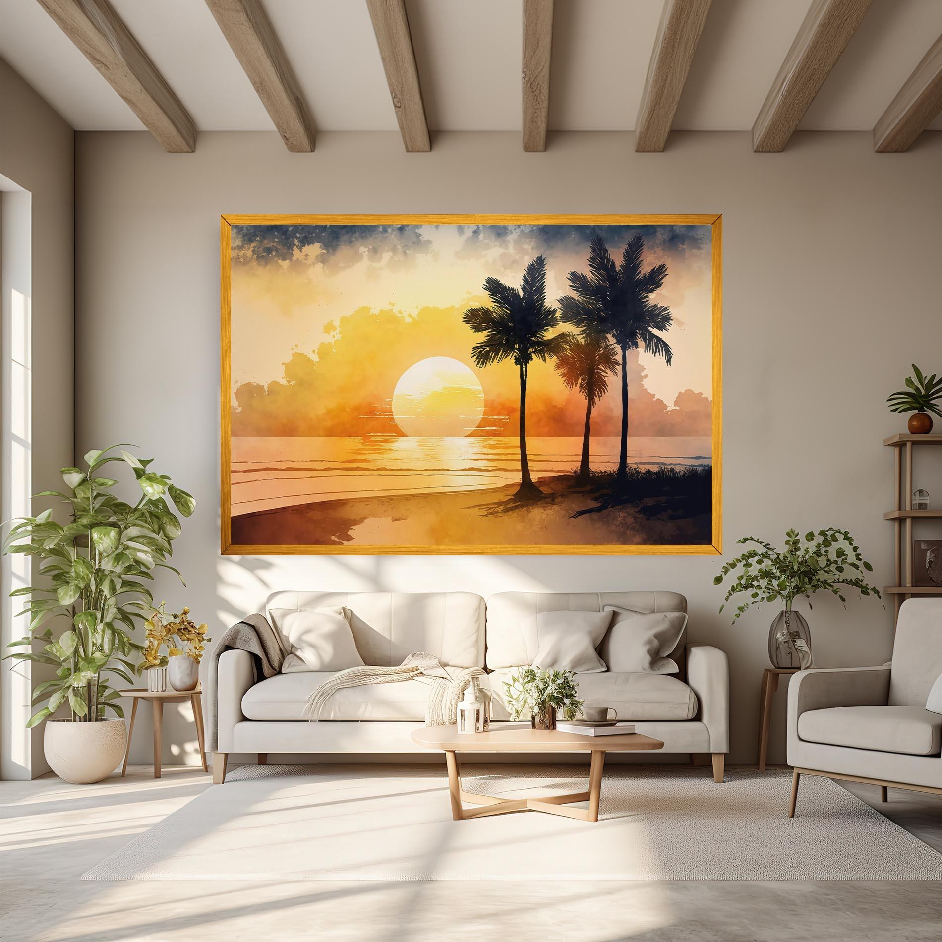 Leinwandbild Palm Trees Sunset mockup 6