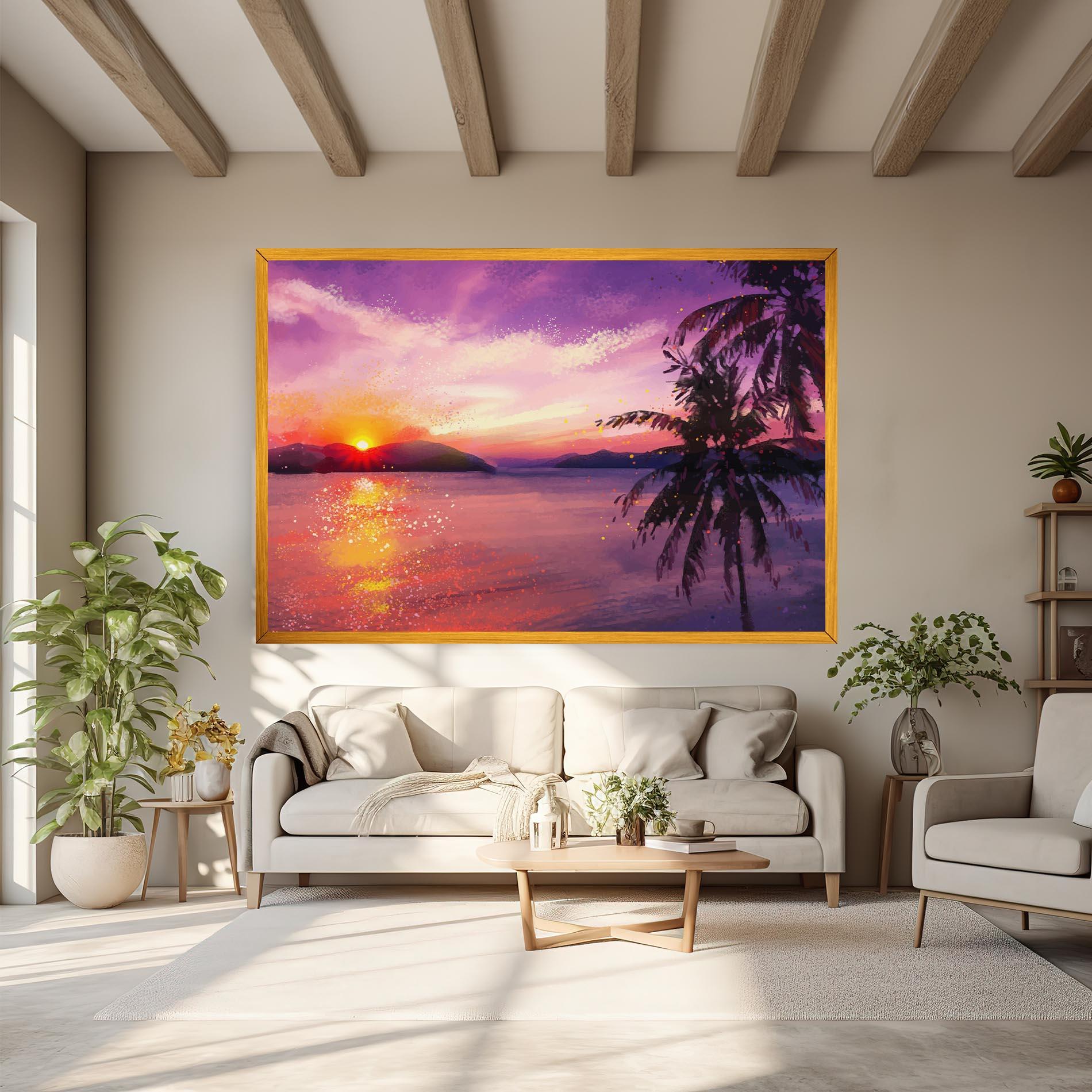 Leinwandbild Purple Sunrise Art mockup 6