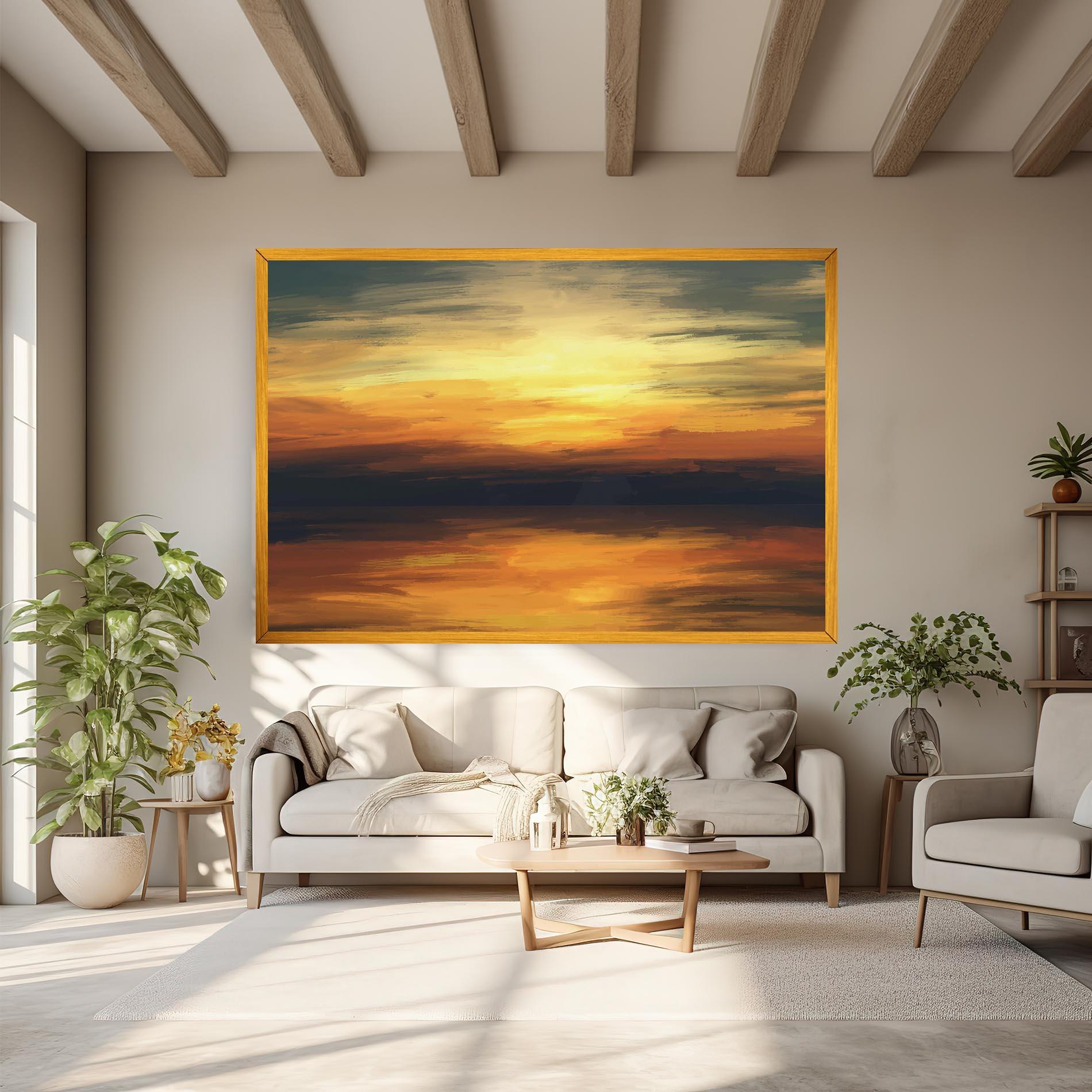 Leinwandbild Sunset Oil Paint mockup 6