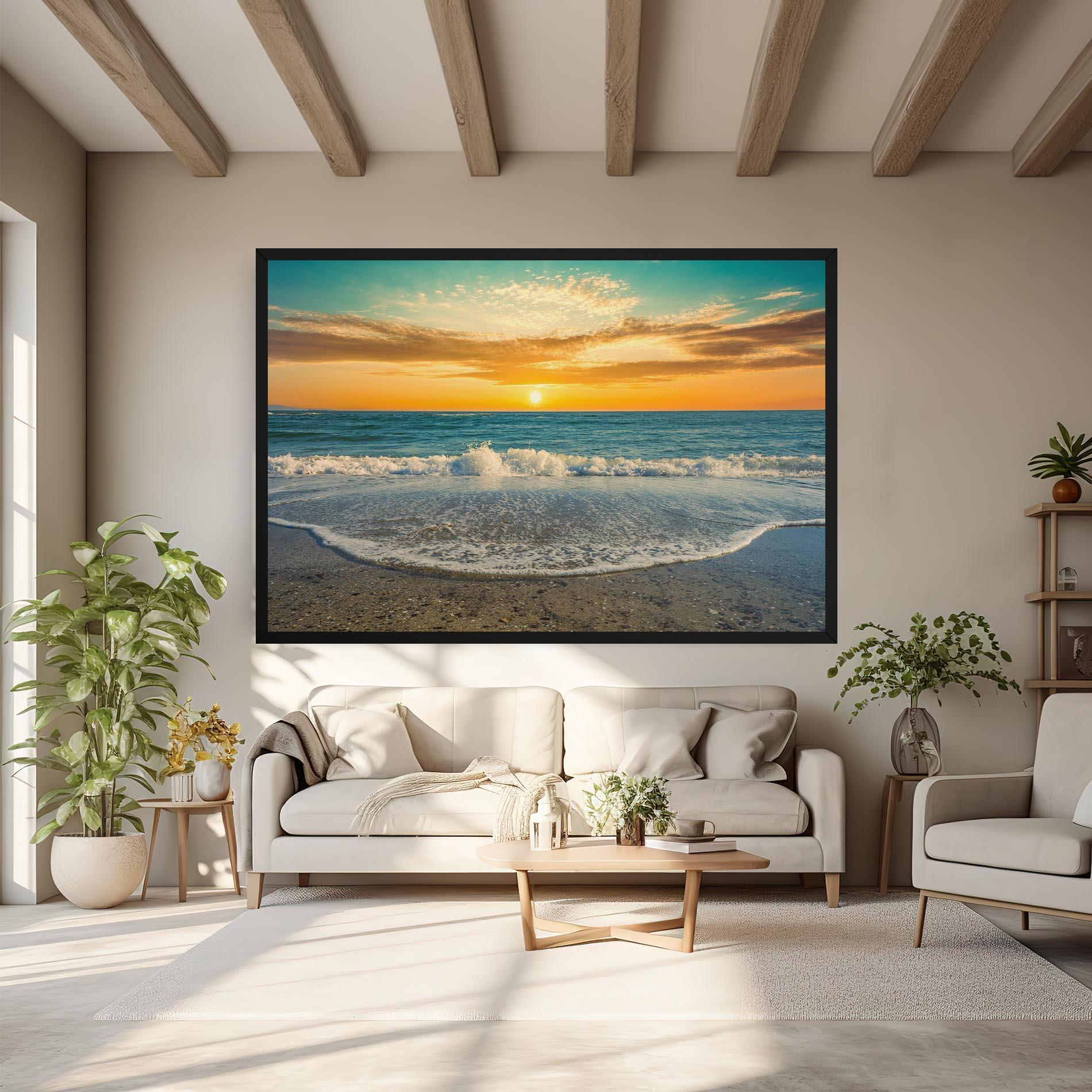Leinwandbild Beach Dramatic Sunset mockup 6