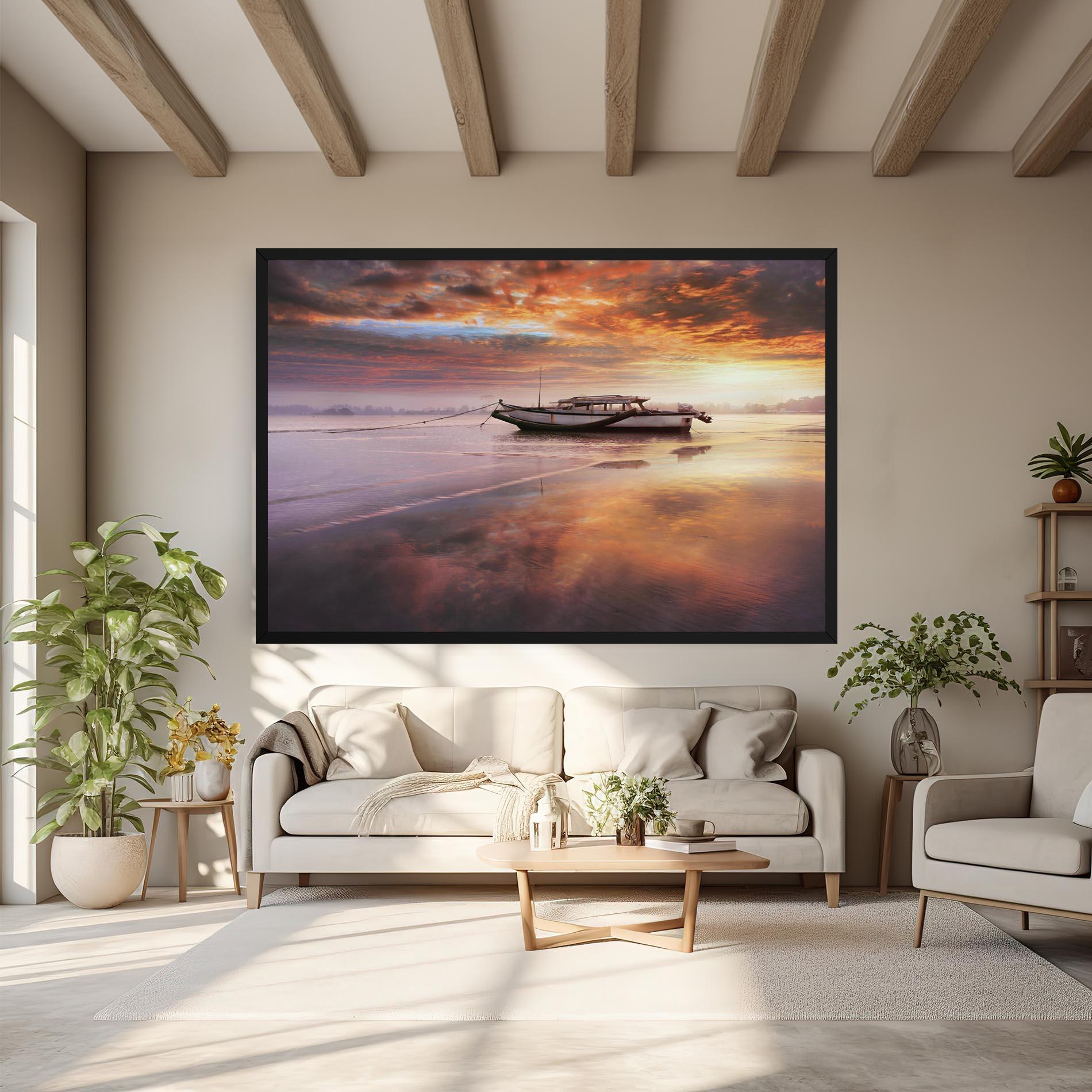 Leinwandbild Beauty Boat Sunrise mockup 6