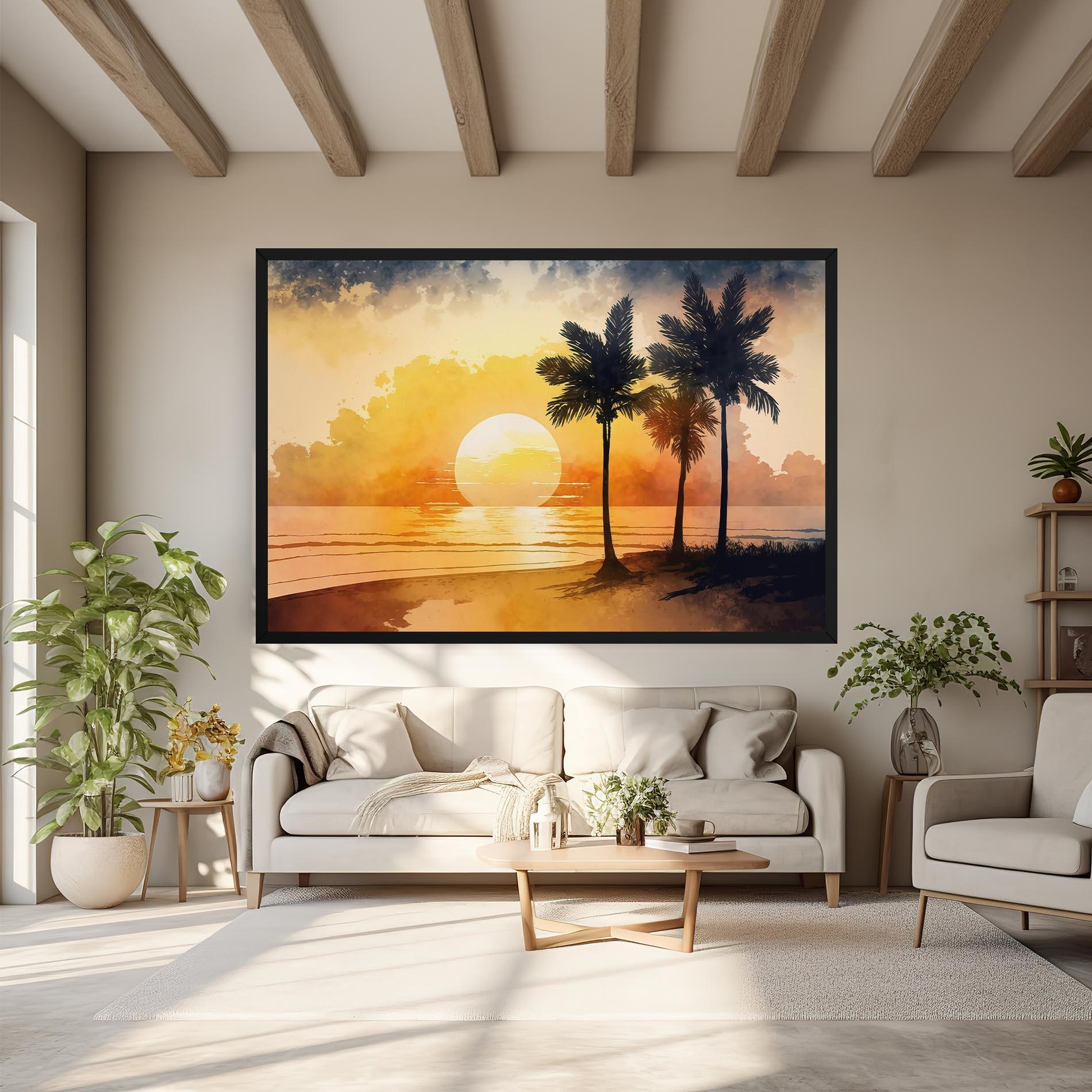 Leinwandbild Palm Trees Sunset mockup 6