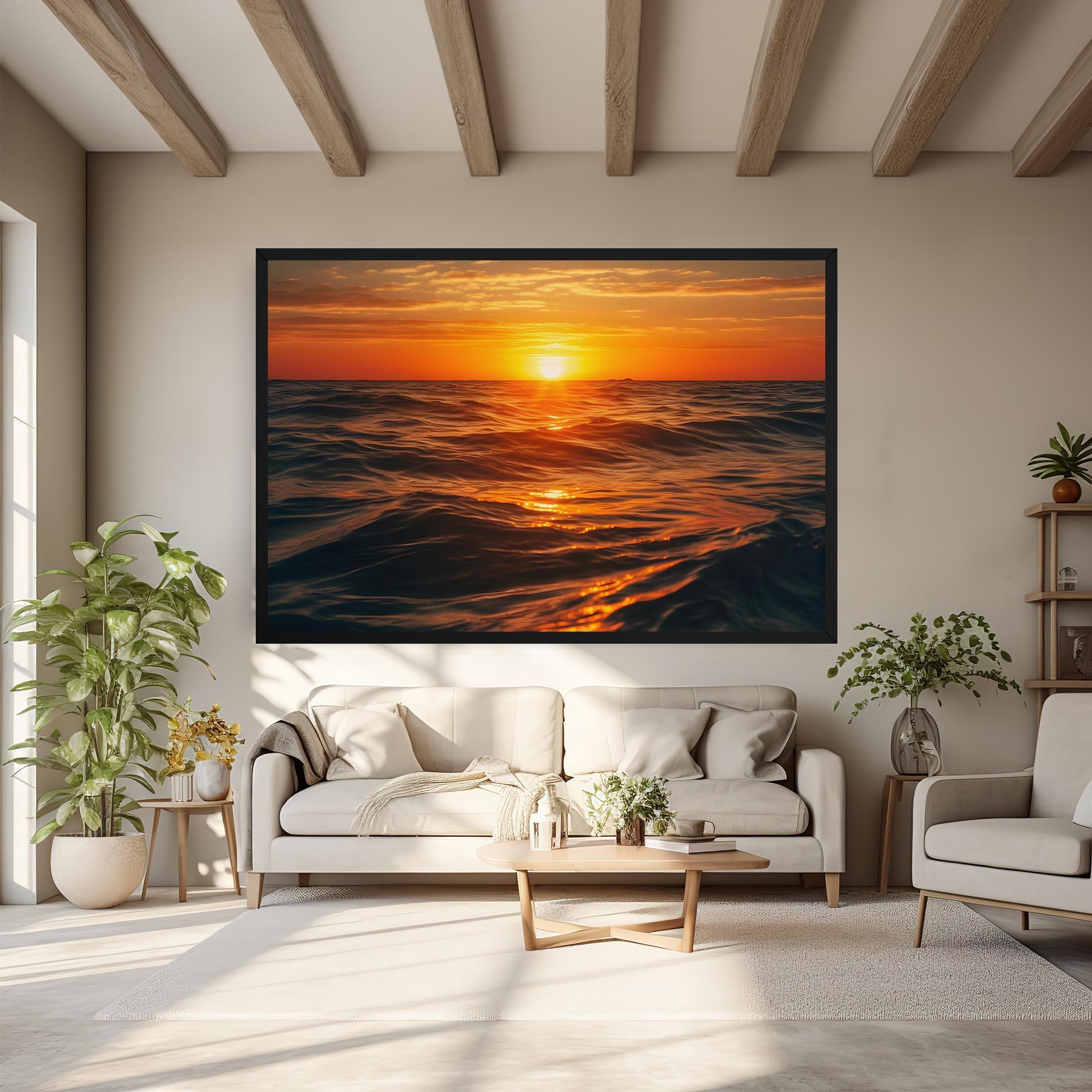 Leinwandbild Waves During Sunset mockup 6