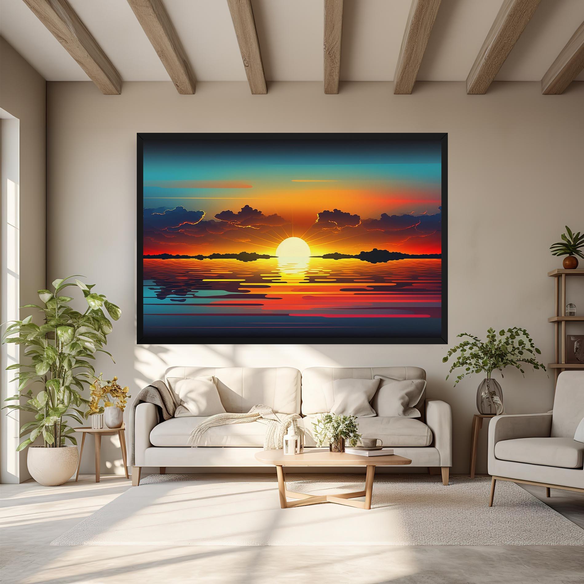 Leinwandbild Yellow Sunset Illustration mockup 6
