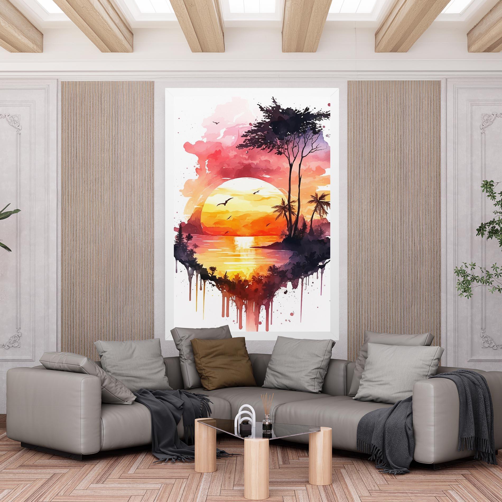 Leinwandbild Purple Sunset Art mockup 6