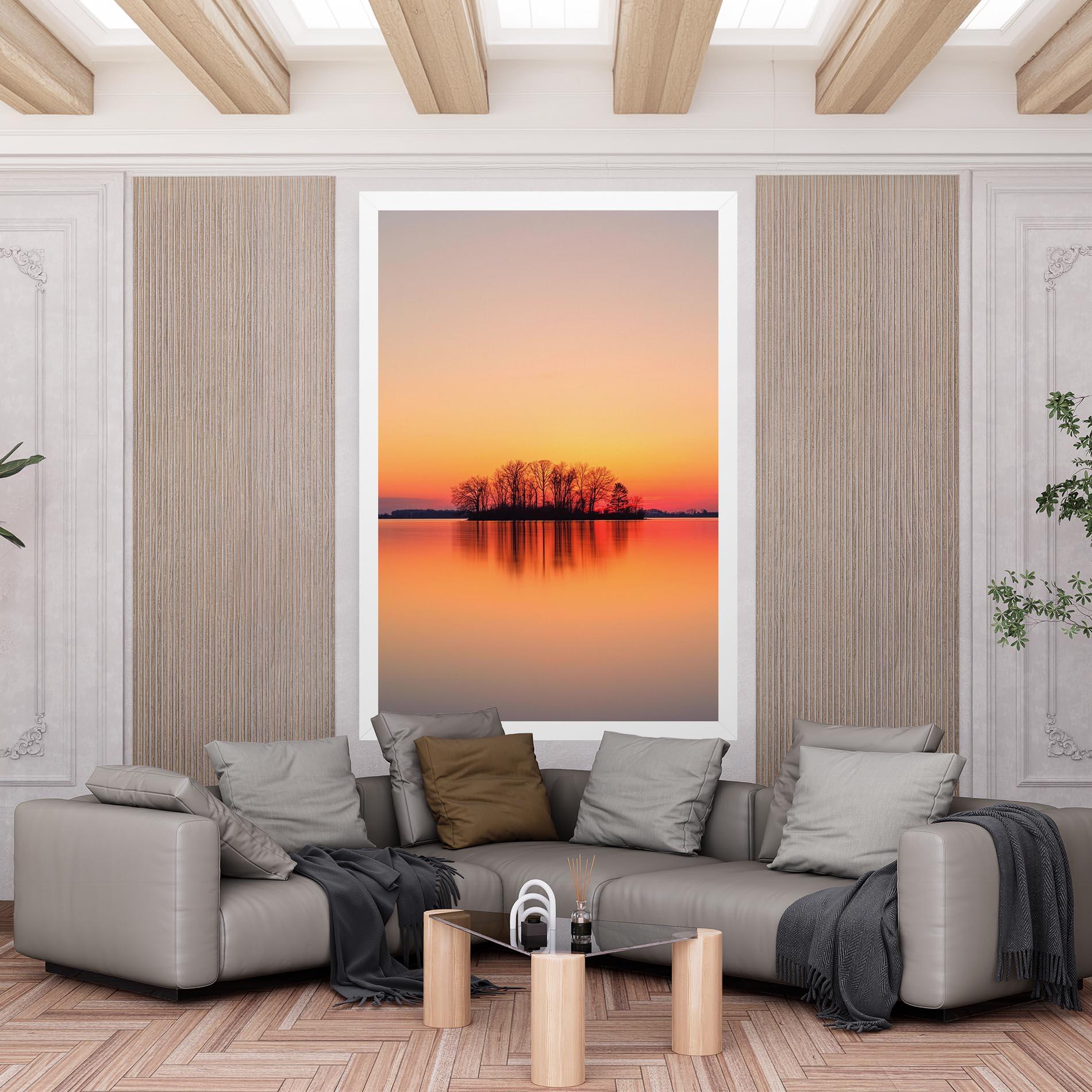 Leinwandbild Tree Sunset Lake mockup 6