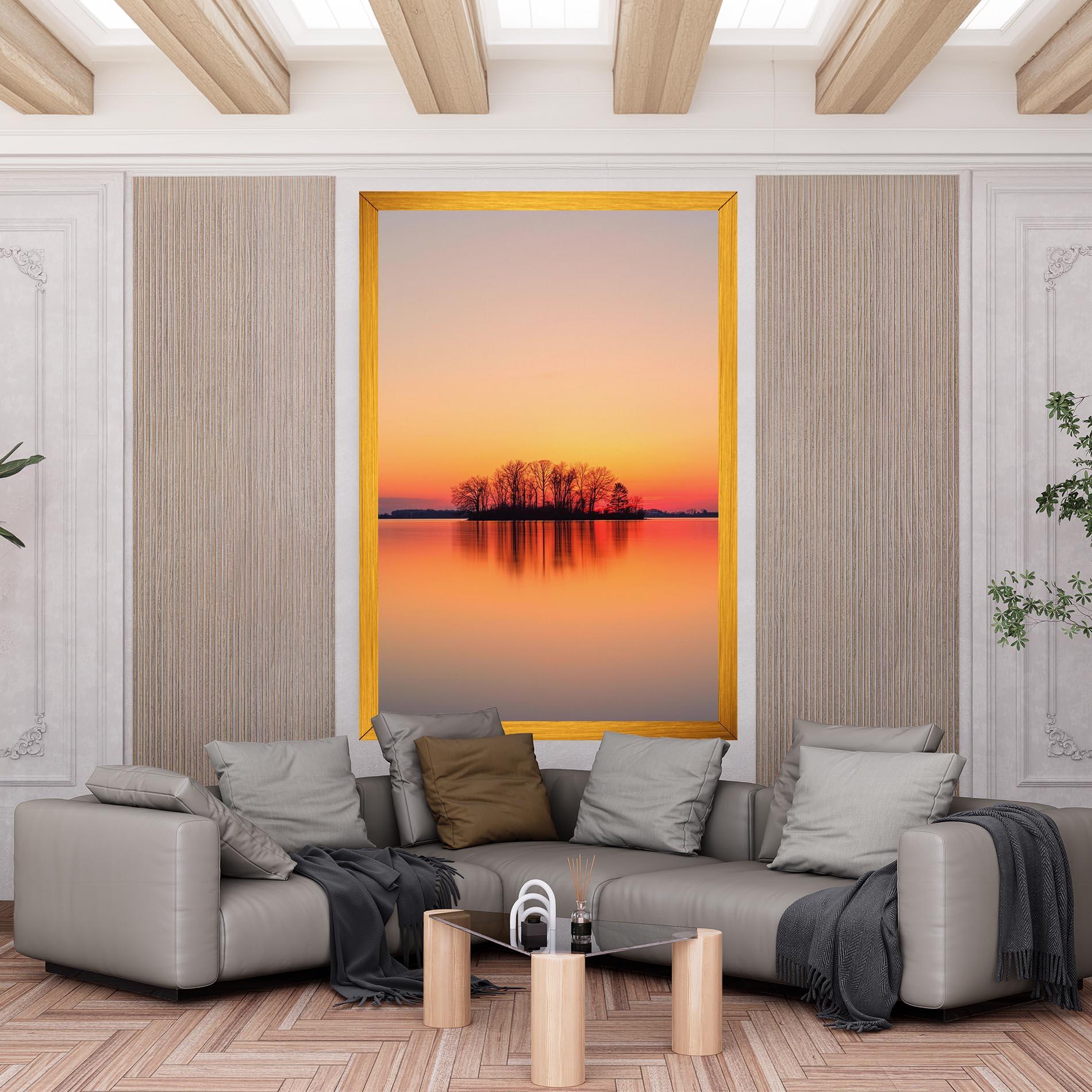 Leinwandbild Tree Sunset Lake mockup 6