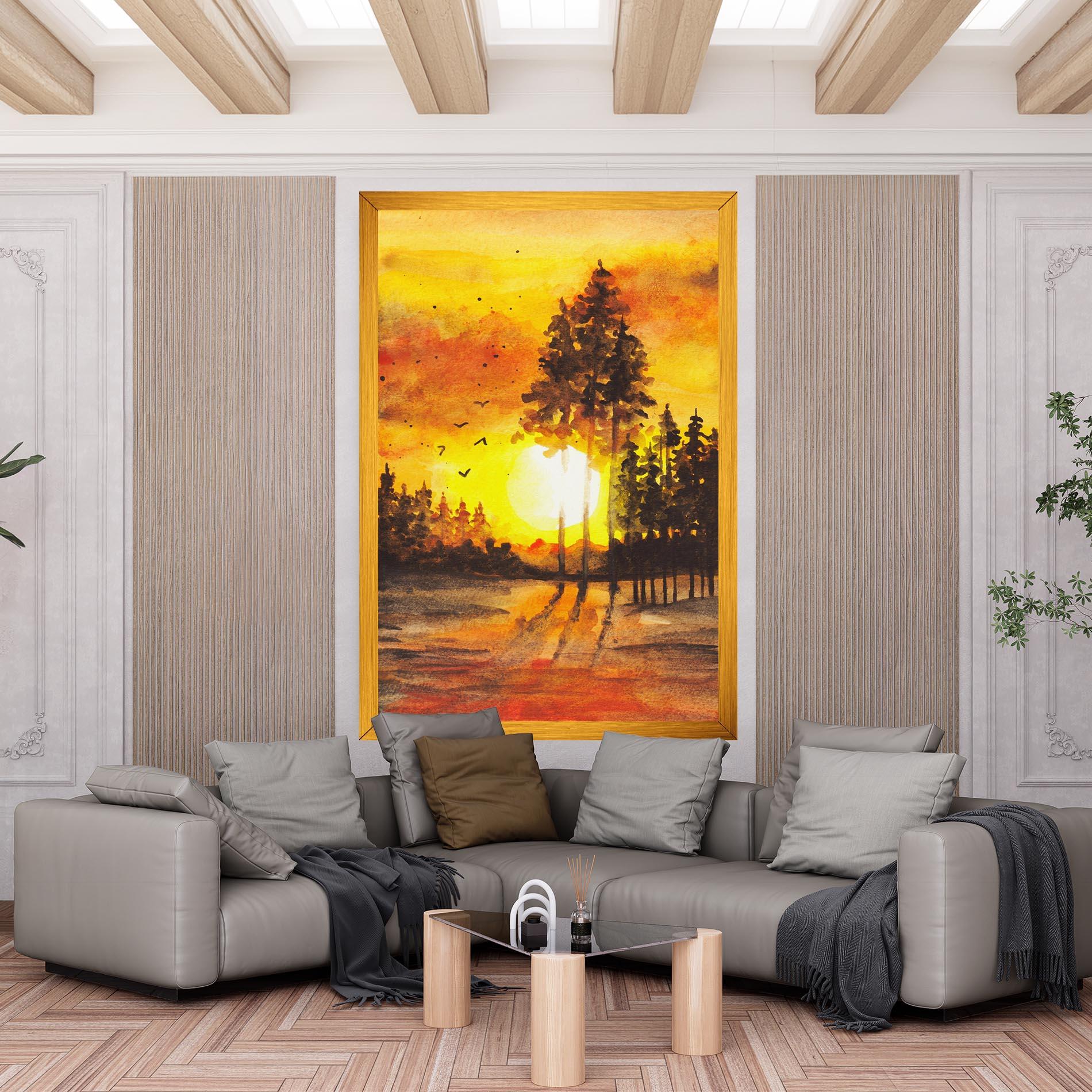 Leinwandbild Watercolor Sunset Painting mockup 6