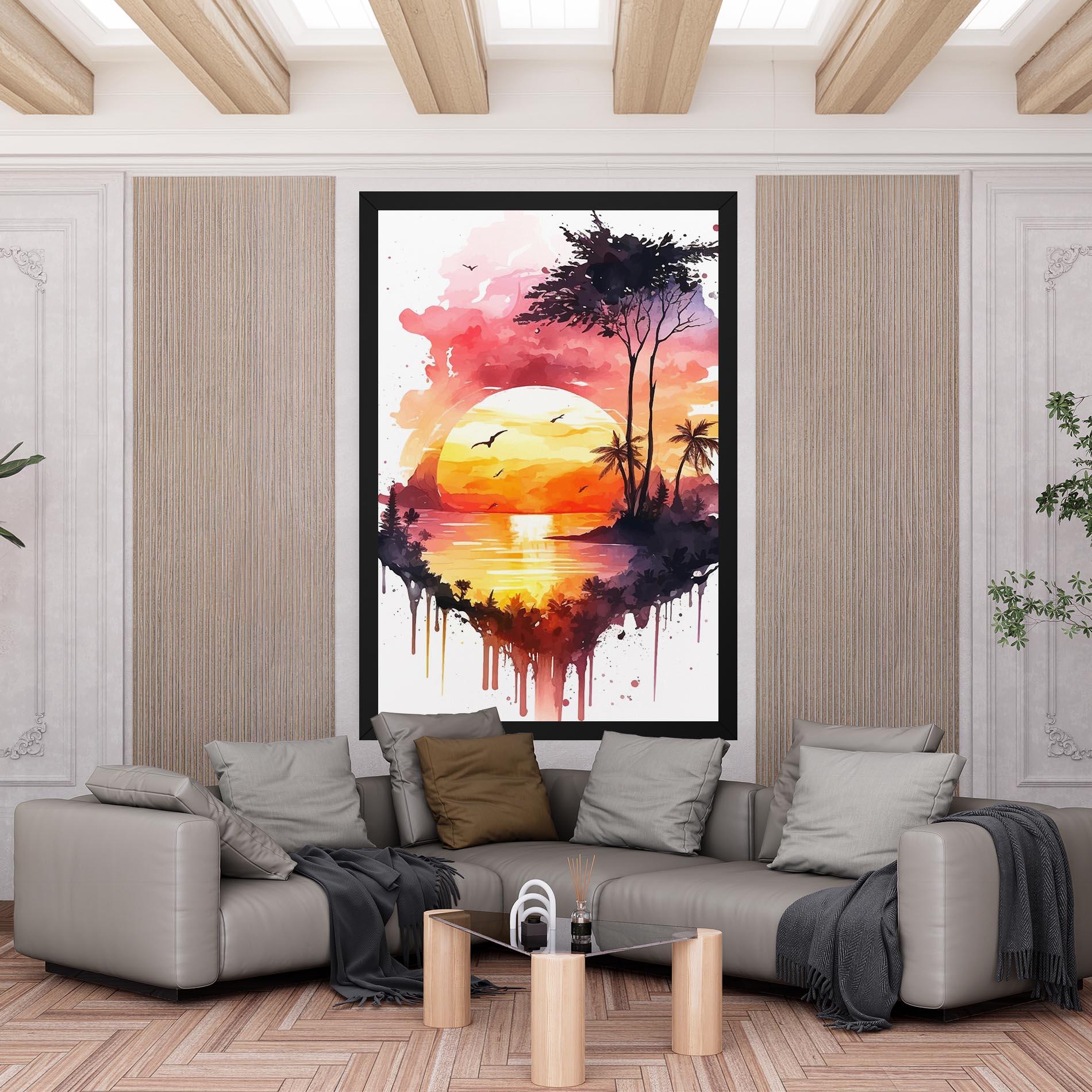 Leinwandbild Purple Sunset Art mockup 6