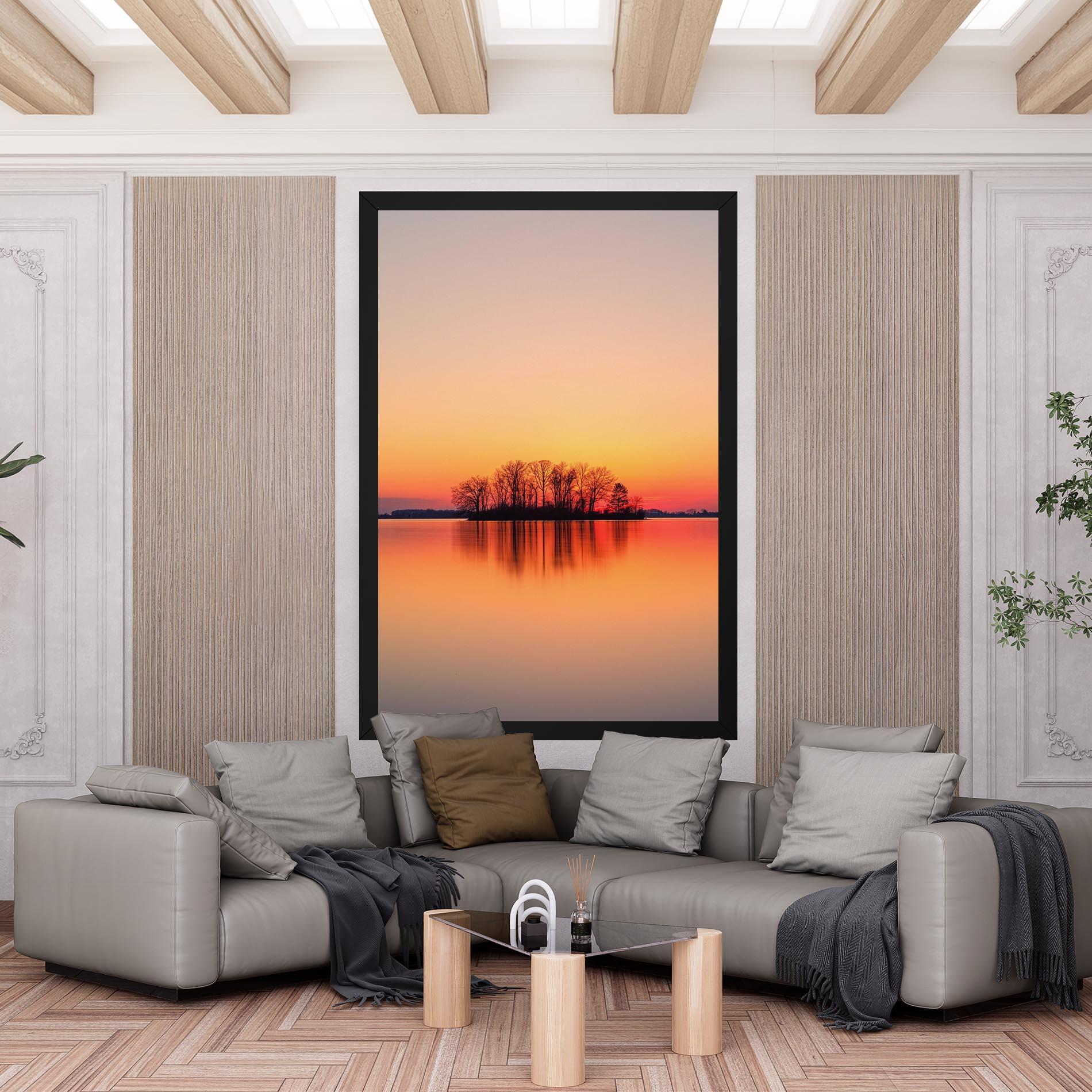 Leinwandbild Tree Sunset Lake mockup 6